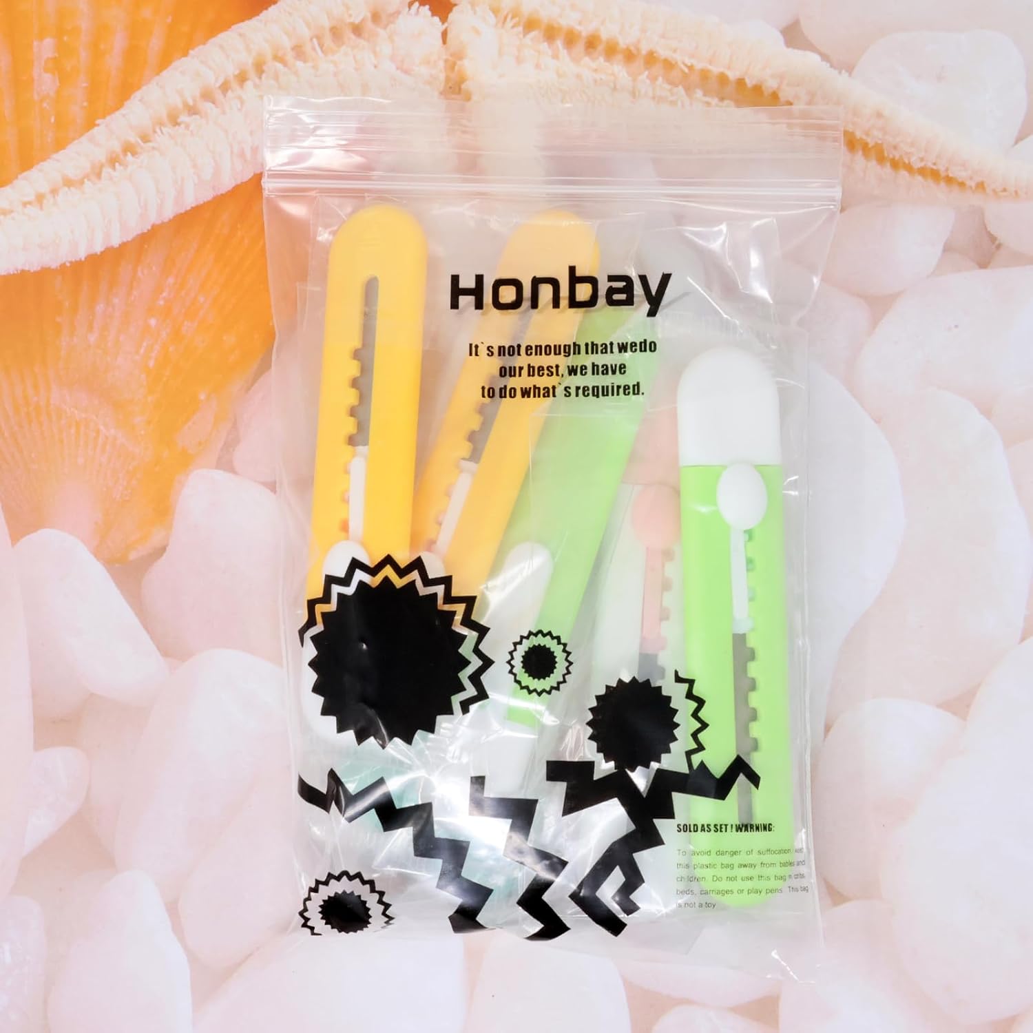Honbay 8 piezas de mini cuchillos utilitarios de color caramelo creativo lindo abrecartas cuchillo de arte portátil cuchillo retráctil sobre