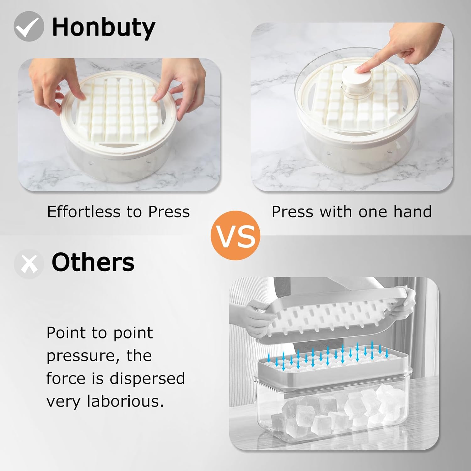 Mini bandejas para cubitos de hielo con tapa y contenedor, 64 piezas para congelador, molde para cubitos de hielo, moldes de hielo para cuchara de