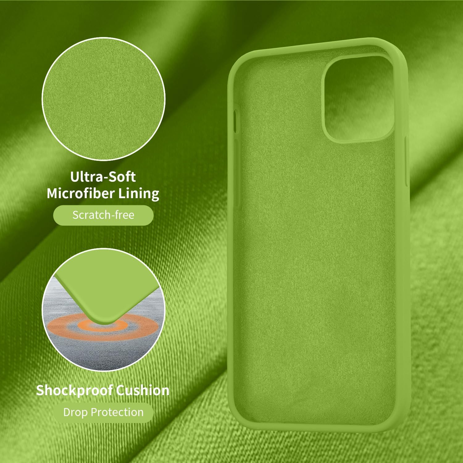 Cordking Funda diseñada para iPhone 12, diseñada para iPhone 12 Pro, funda de silicona a prueba de golpes con forro de microfibra suave antiarañazos