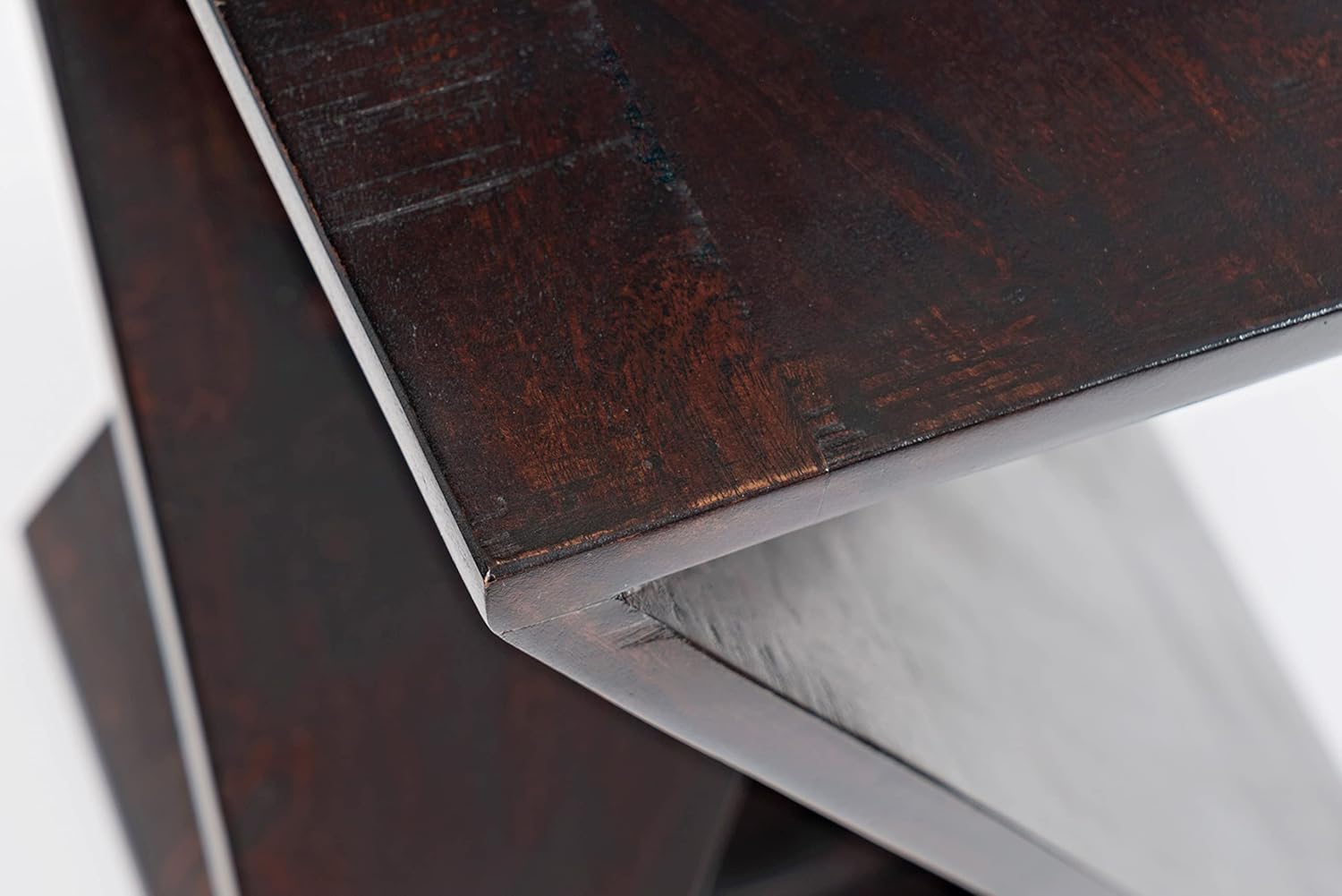 Mesa de jaspe moderna de mediados de siglo en ángulo de madera maciza de mango de 24 pulgadas de alto premontada