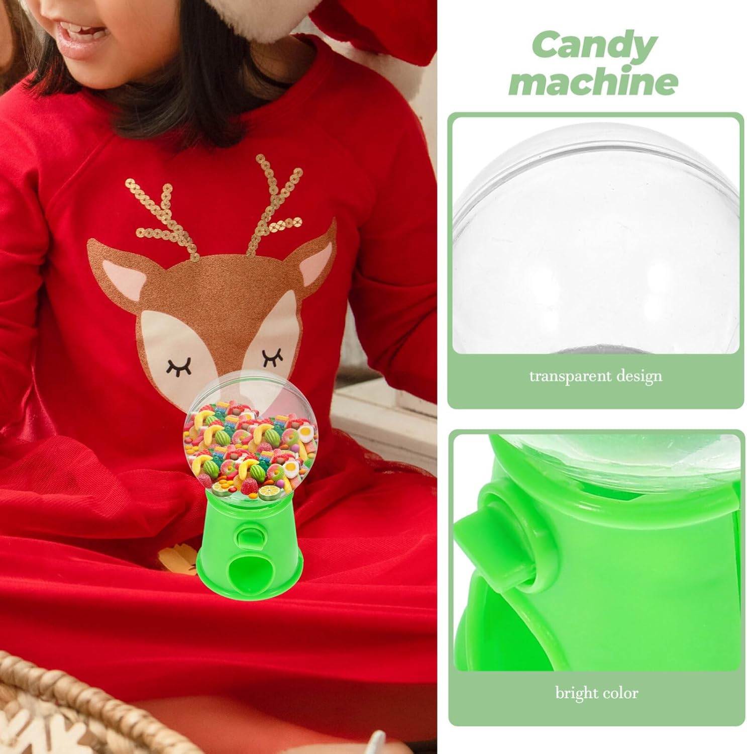 STOBOK Máquina de dulces, 12 unidades divertidas y giratorias, caja de plástico para dulces, dispensador de caramelos, mini máquina de chicles para