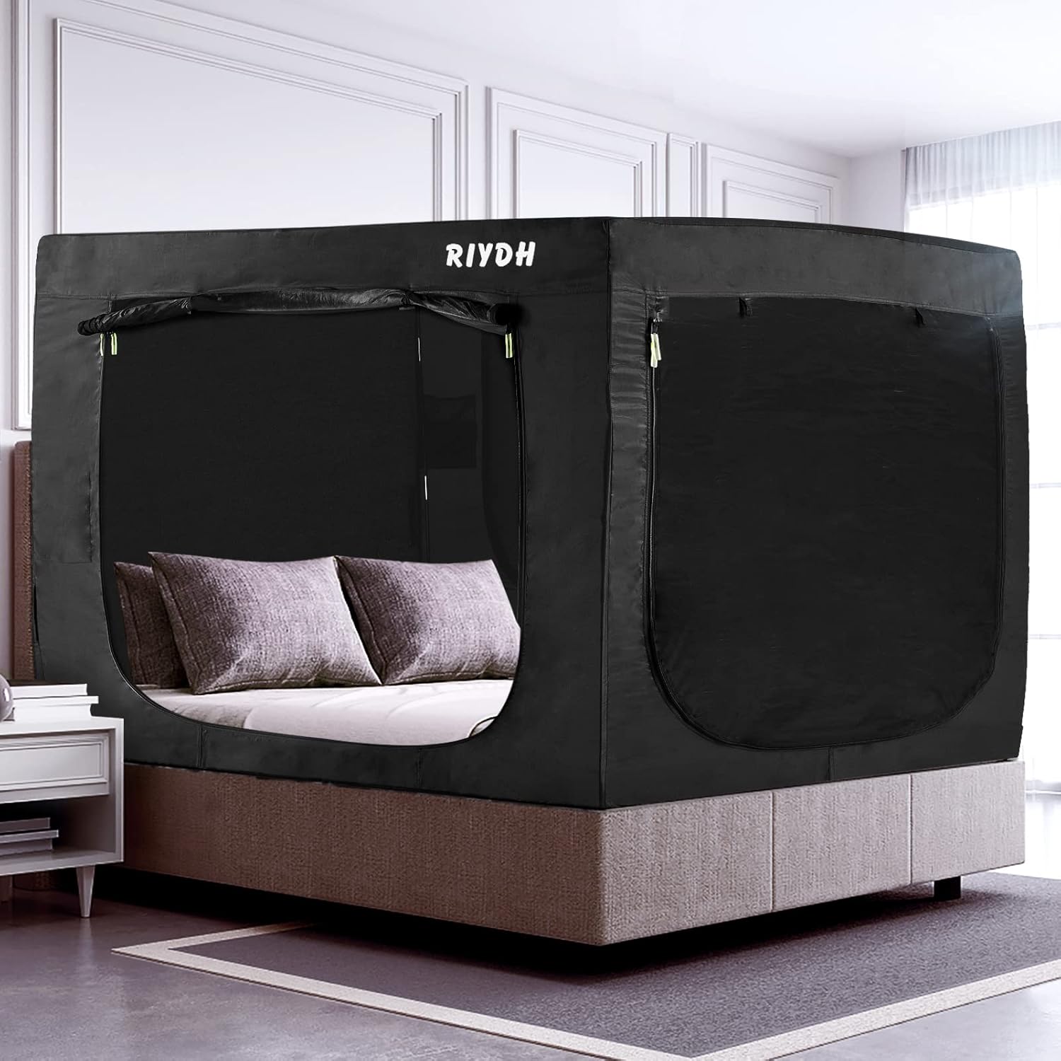 RIYDH Tienda de campaña con dosel de cama individual para adultos, tienda de campaña portátil de ensueño para interiores, 70% de opacidad con 3