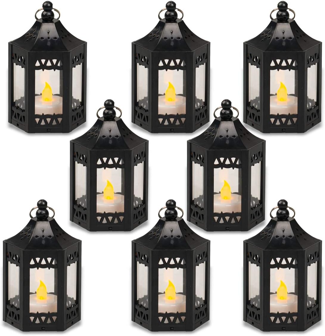 zkee Mini linterna de estrella con LED parpadeante, batería incluida, linterna colgante decorativa, linterna decorativa de Navidad, linterna de vela