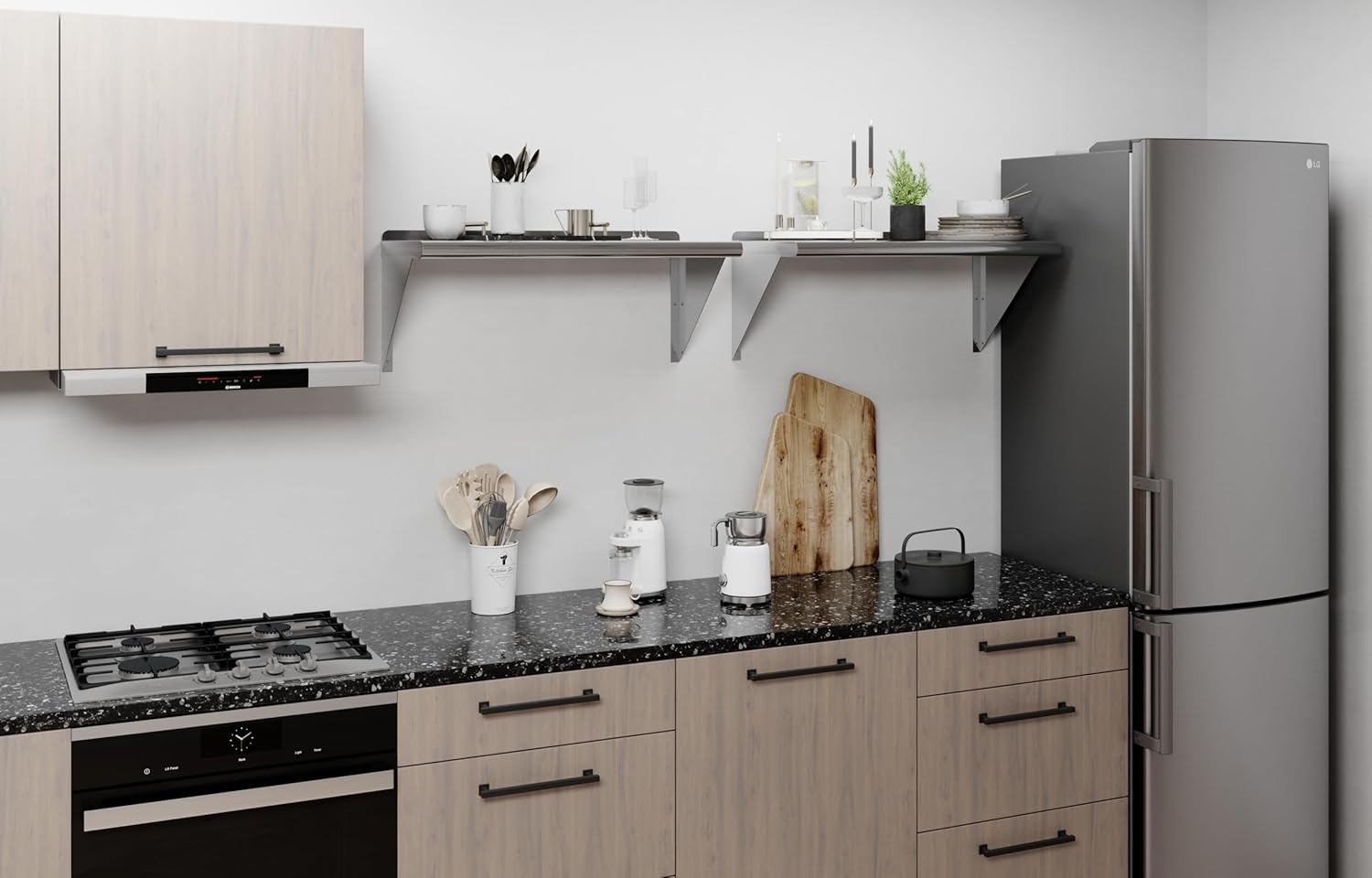 AmGood Estantería de pared de acero inoxidable  Certificado NSF  Estantería metálica para electrodomésticos y equipos  Cocina, Restaurante, Garaje,