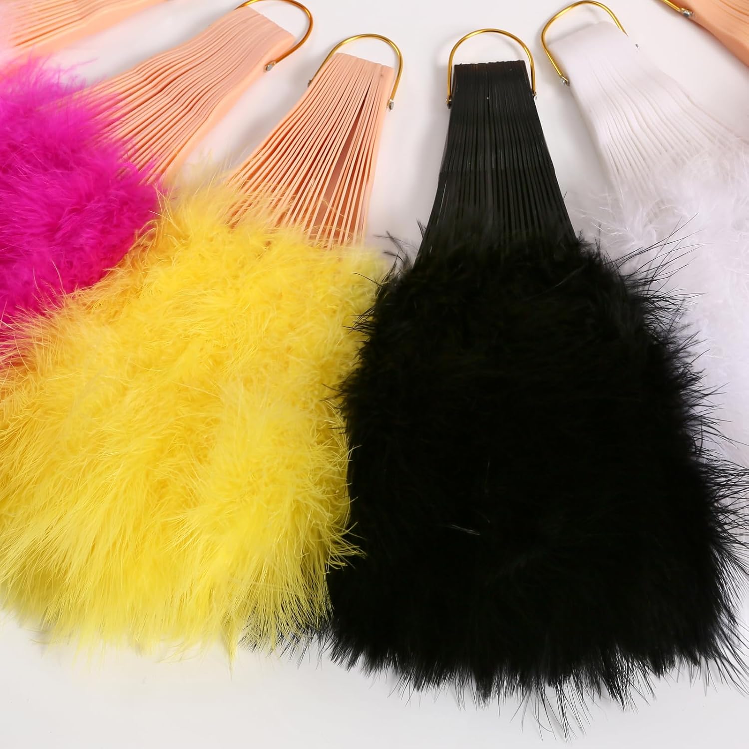 Abanico plegable de plumas vintage de los años 20 con diseño de marabú, ventilador de mano, para fiesta de disfraces, espectáculos de baile y