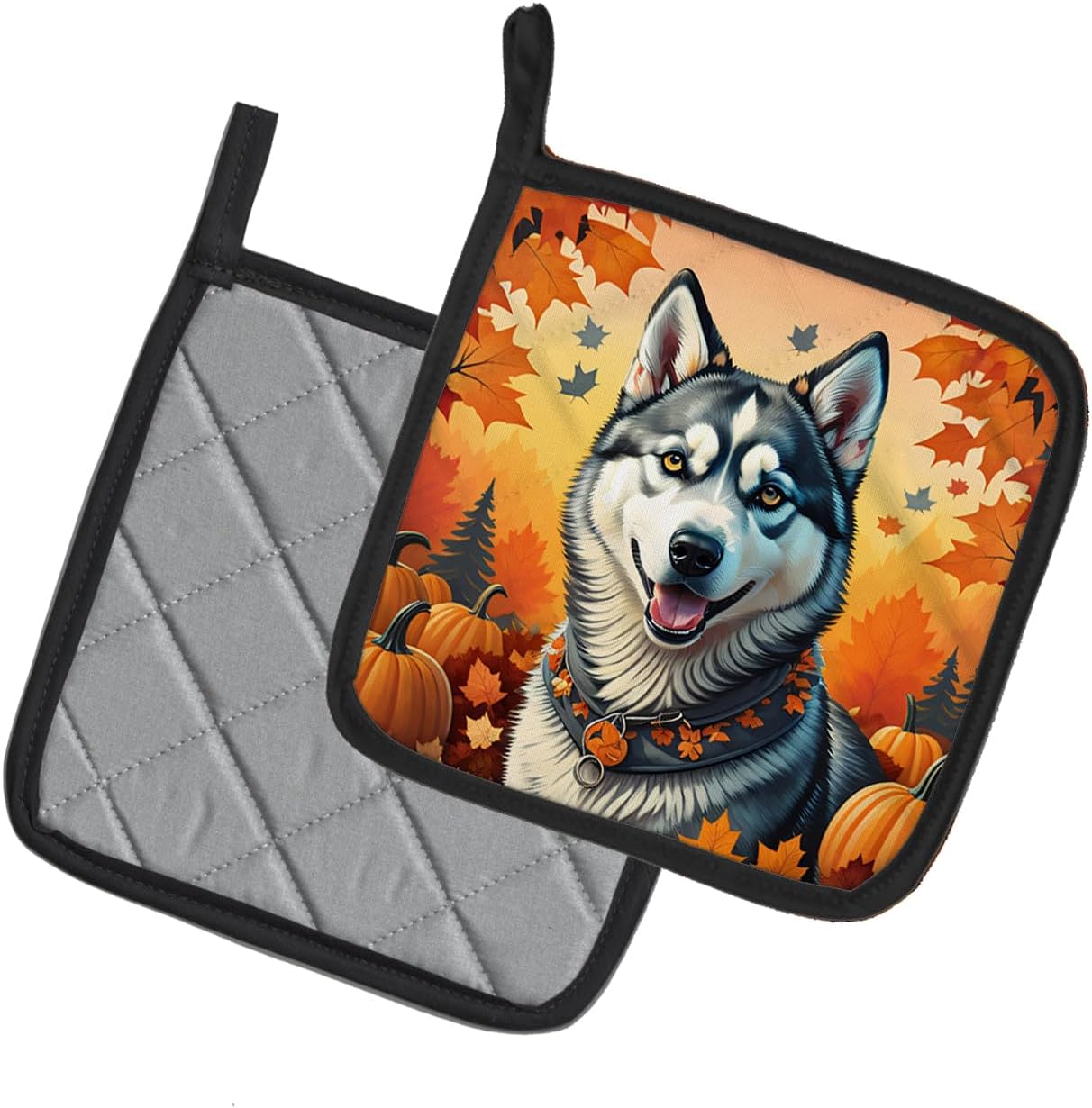Caroline’s Treasures DAC1074PTHD Siberian Husky Fall Pair of Pot Holders Kitchen Heat Resistant Pot Holders Sets Oven Hot Pads for Cooking Baking