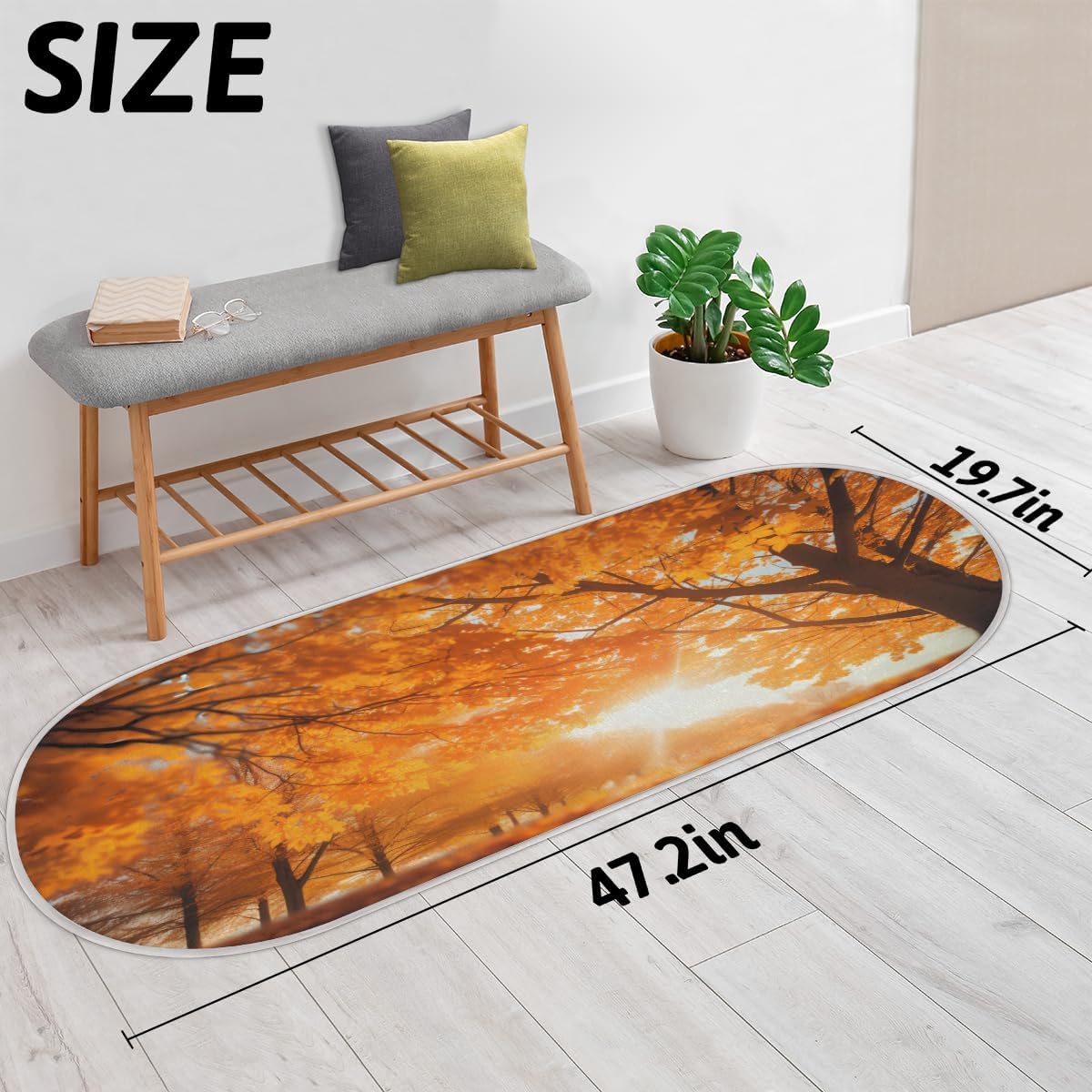 cfpolar Maple Tree Forest Sunny Bathroom Rugs Non-Slip Bath Rug Microfiber Bath Mat Absorbent Kitchen Mats and Rugs Machine Washable Oval Plush