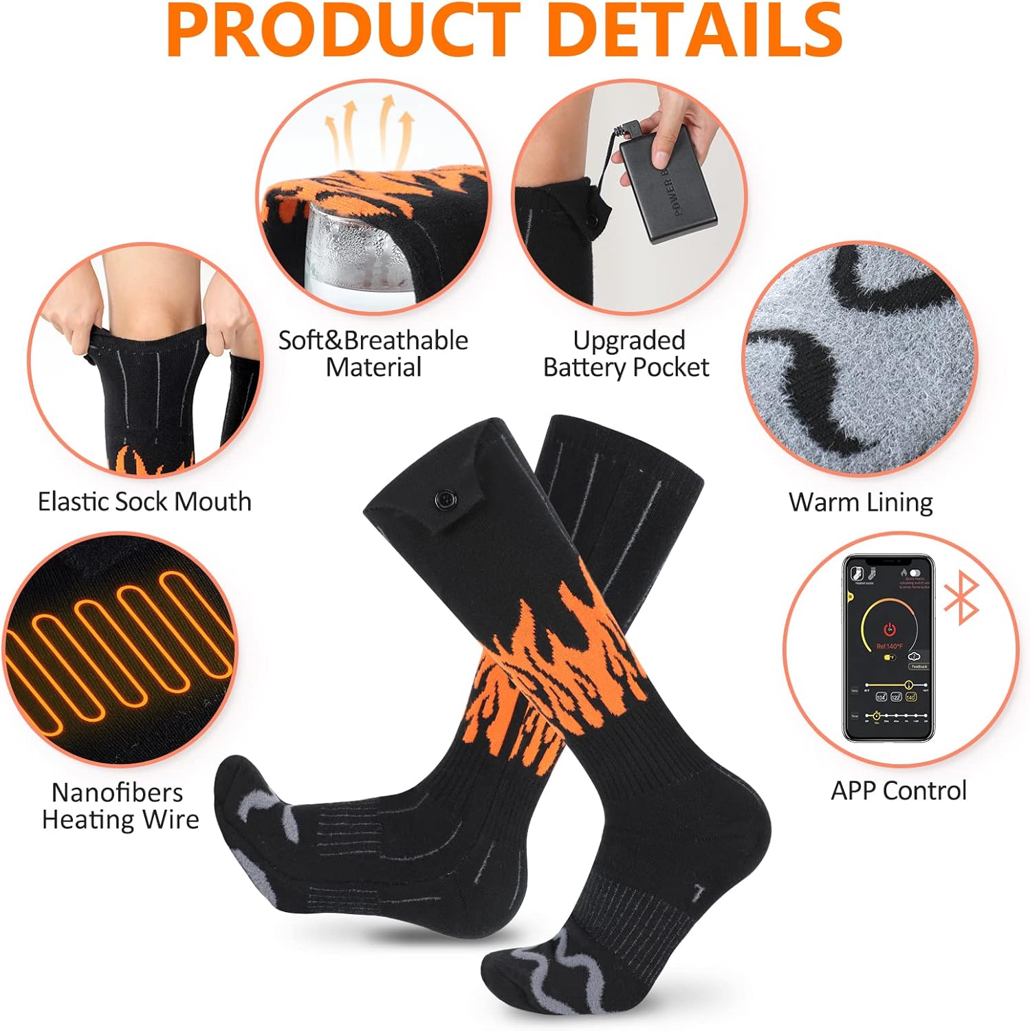 Heated Socks for Men Women – 2022 Upgraded Rechargeable Electric Heated Socks-Unisex Powered Cold Weather Heat Socks for Outdoor Riding Camping