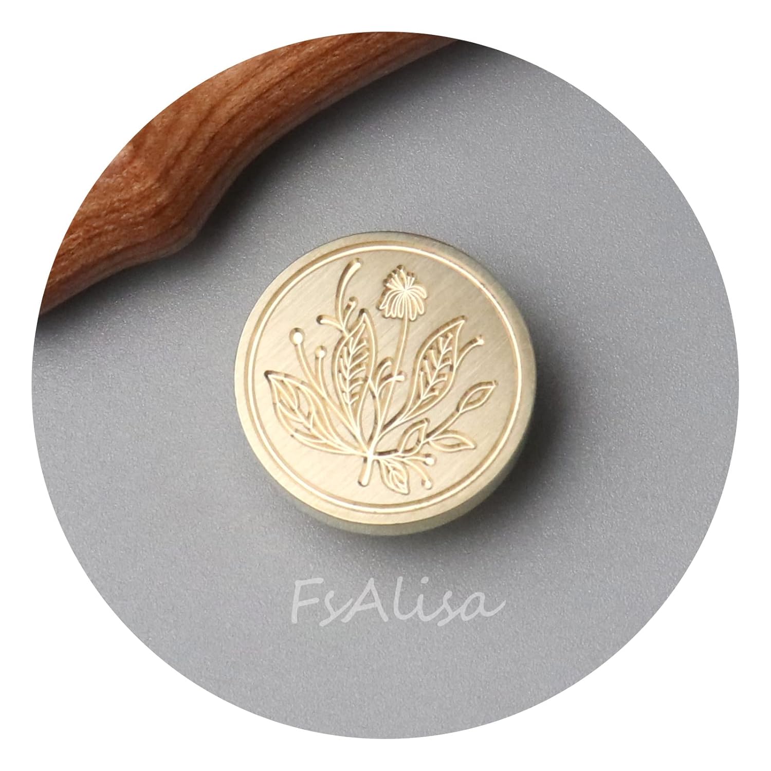 FsAlisa Sello de cera con cabeza de latón extraíble, mango de madera, ideal para adornar sobres, invitaciones de boda, paquetes de vino, envoltura