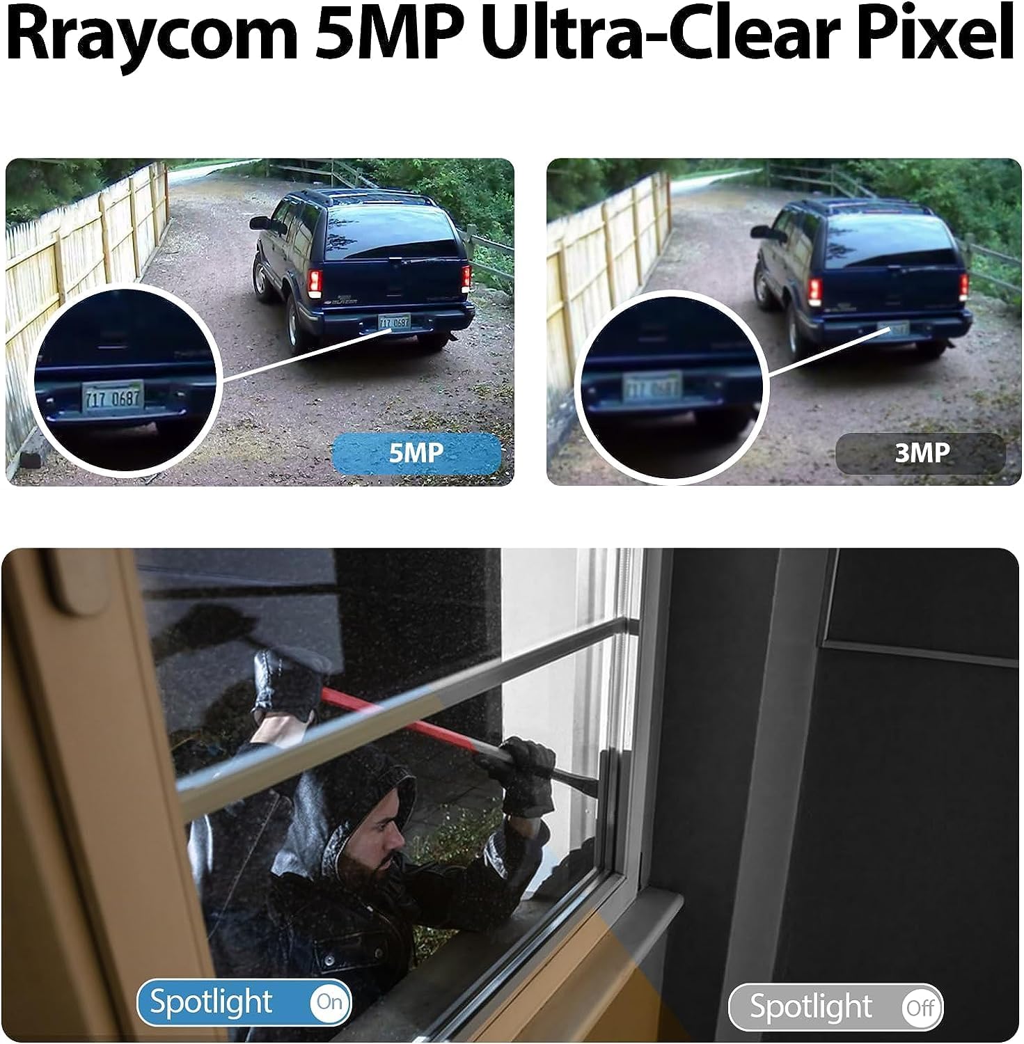 Rraycom Cámaras de seguridad solar de 5 MP inalámbricas para exteriores con panel solar, cámara inalámbrica QHD WiFi 2K para seguridad en el hogar