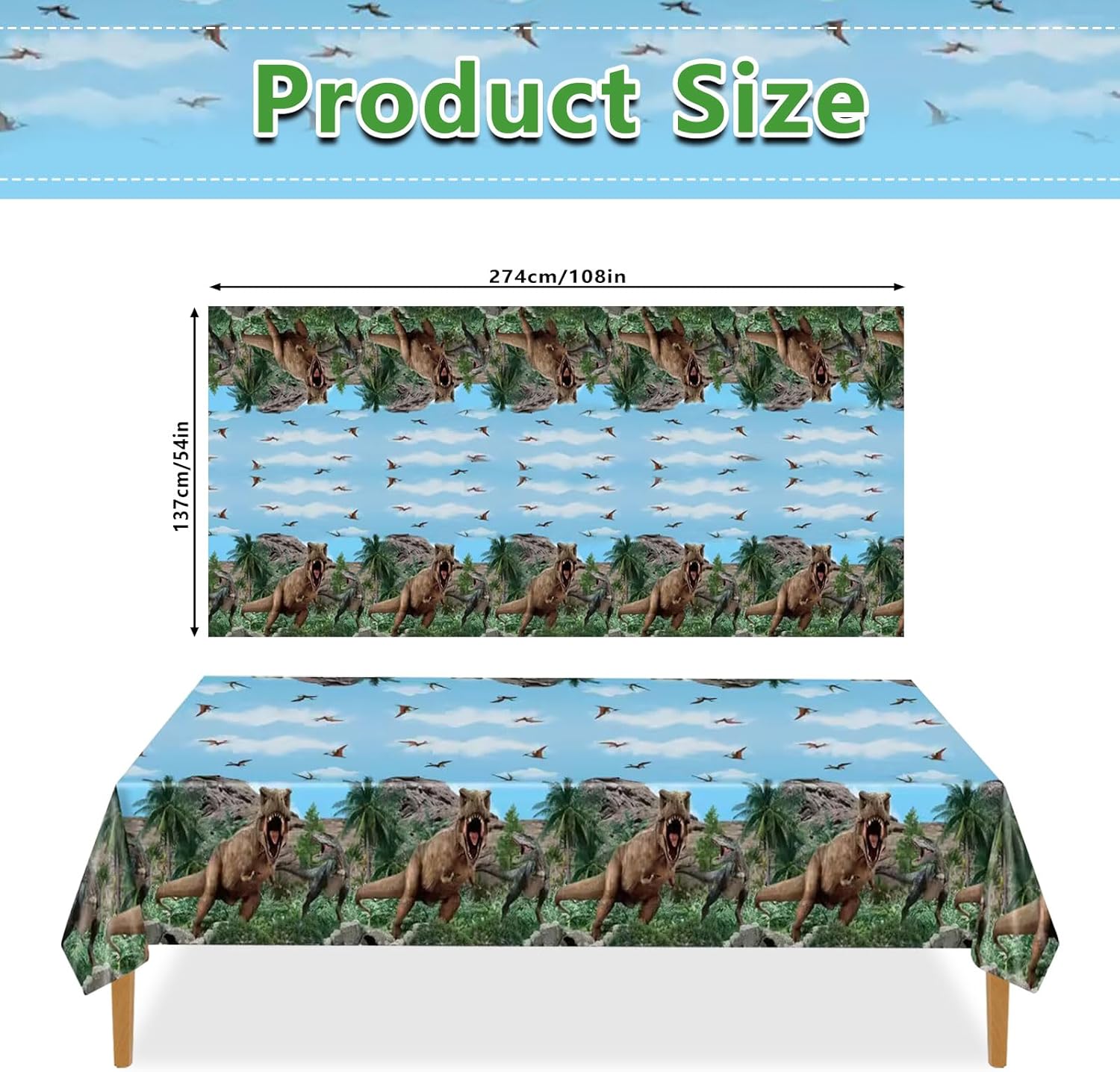 Paquete de 2 manteles de plástico para fiesta de dinosaurios, suministros de fiesta temática de dinosaurios, mantel de dinosaurio para niños,