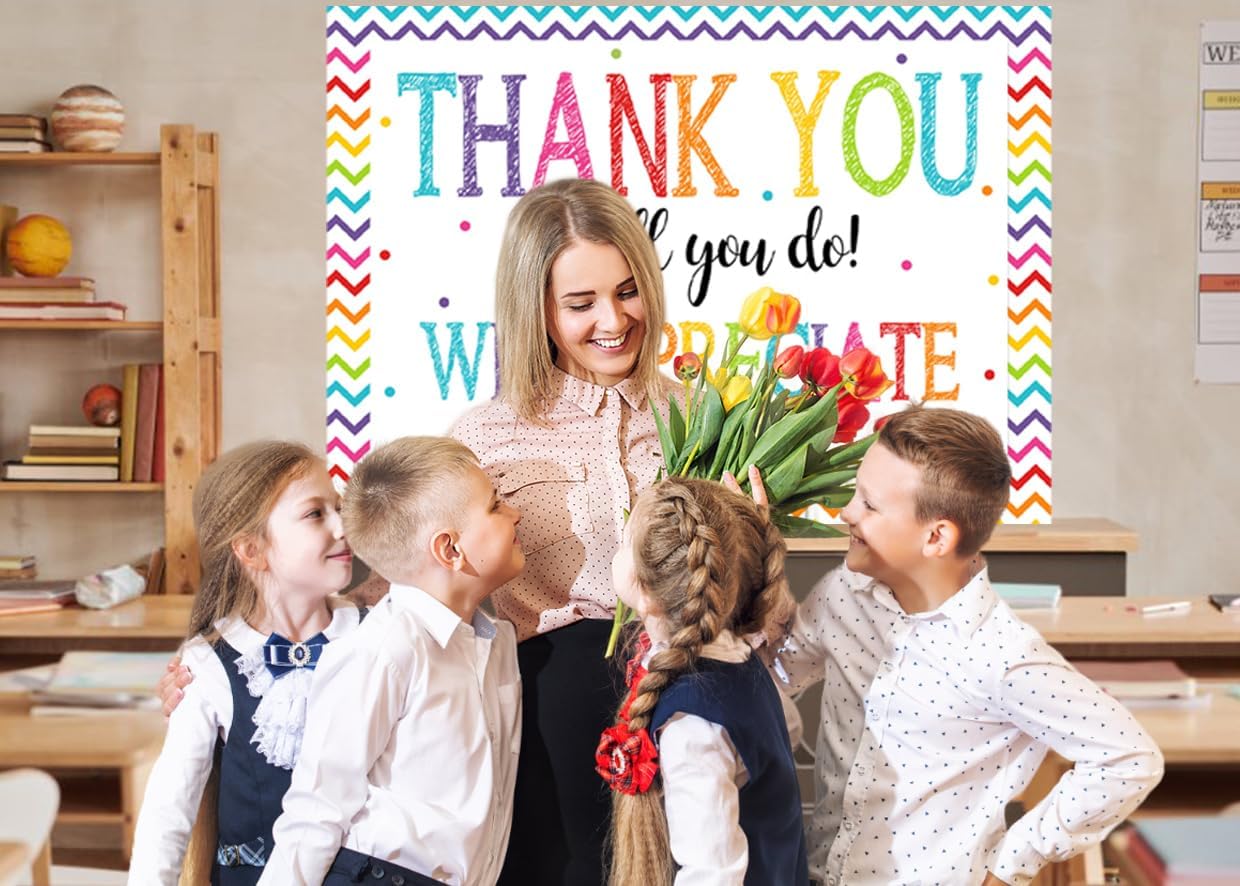 Telón de fondo de gratitud de 7 x 5 pies con texto en inglés Thank You for All You Do, Be Thankful to the Teachers (Be Thankful to the Teachers (Be
