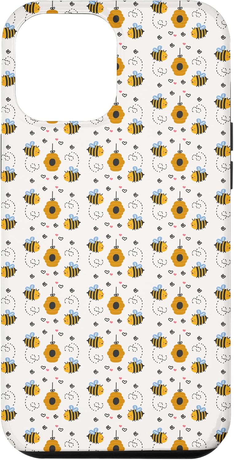 Funda para iPhone 13 Pro Max con diseño de abeja y peine de miel para mujeres y niñas