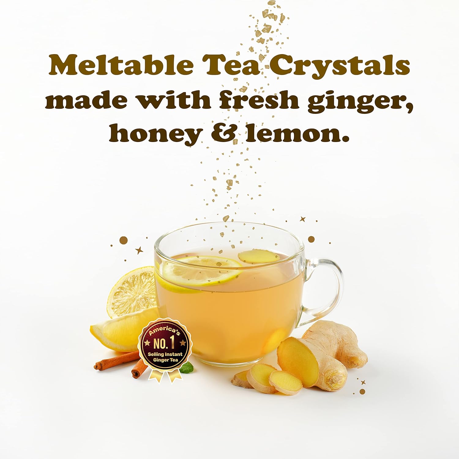 Pocas Honey Ginger Tea – Paquete variado de té instantáneo en polvo, té de cristales de miel de jengibre, sabores originales y canela, té sin OMG,