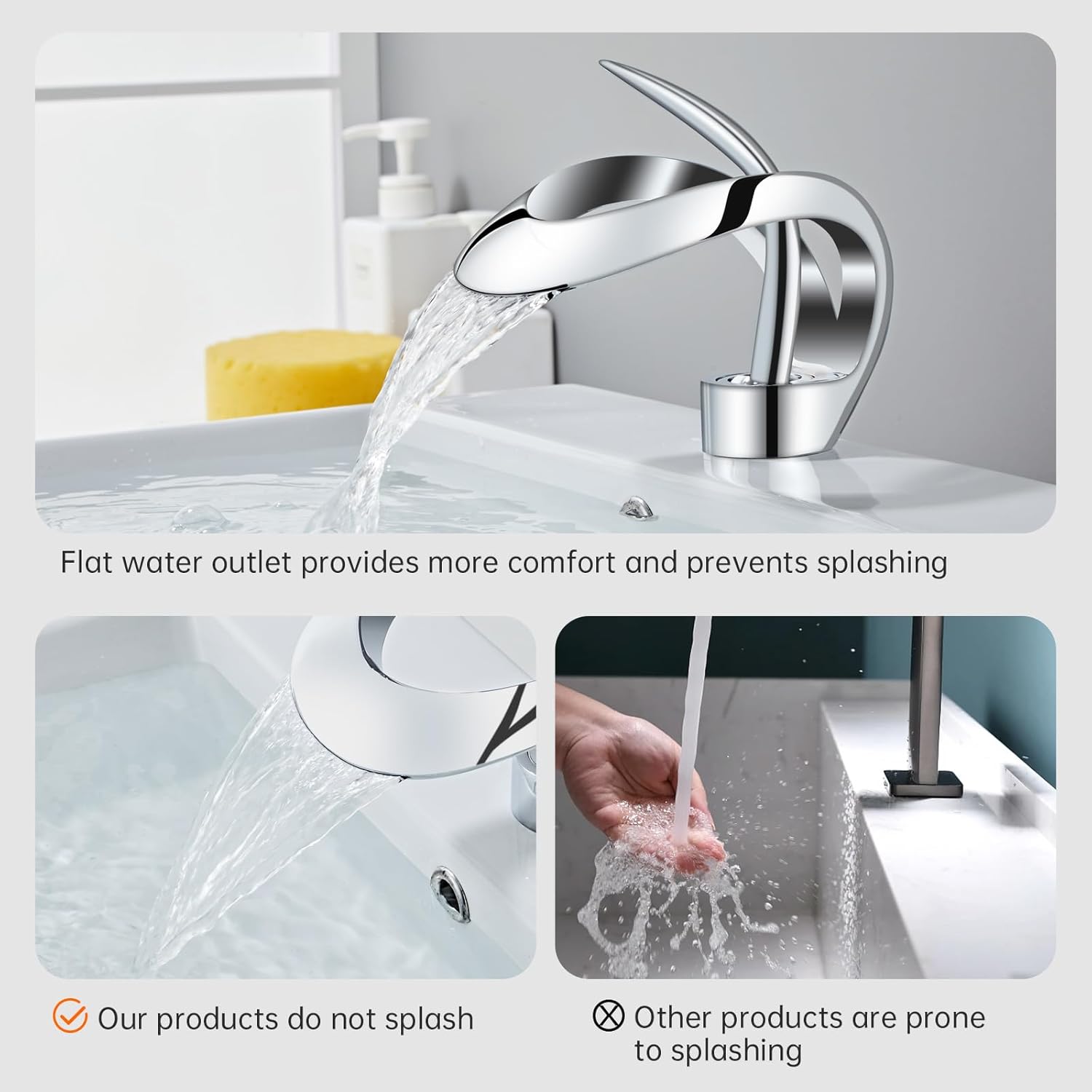 Moderno grifo de lavabo de baño de 1 agujero, color negro, grifo de lavabo (cromado)