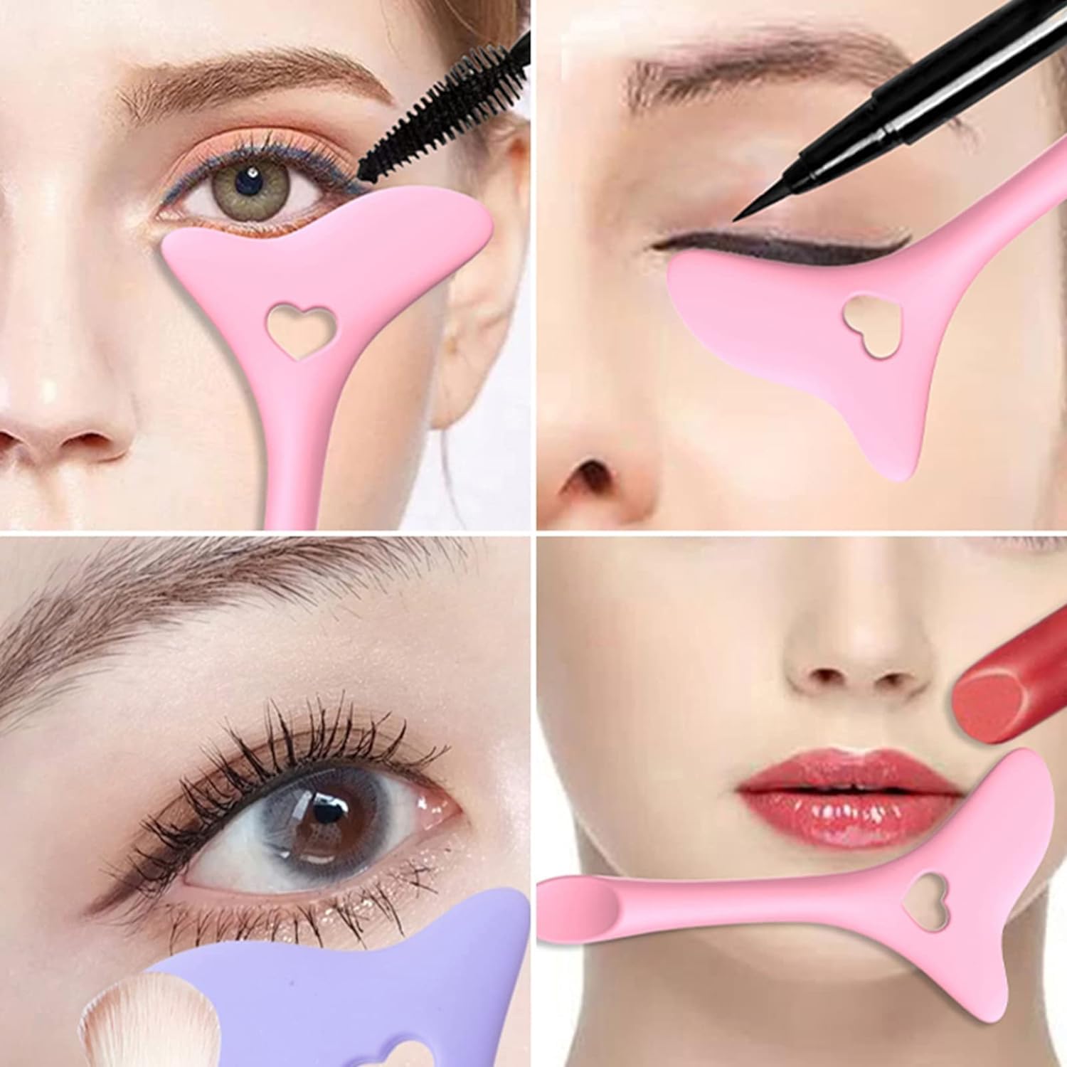 Plantilla de ayuda para delineador de ojos rosa, plantillas multifuncionales para delineador de ojos, herramienta de maquillaje de ojos, herramienta
