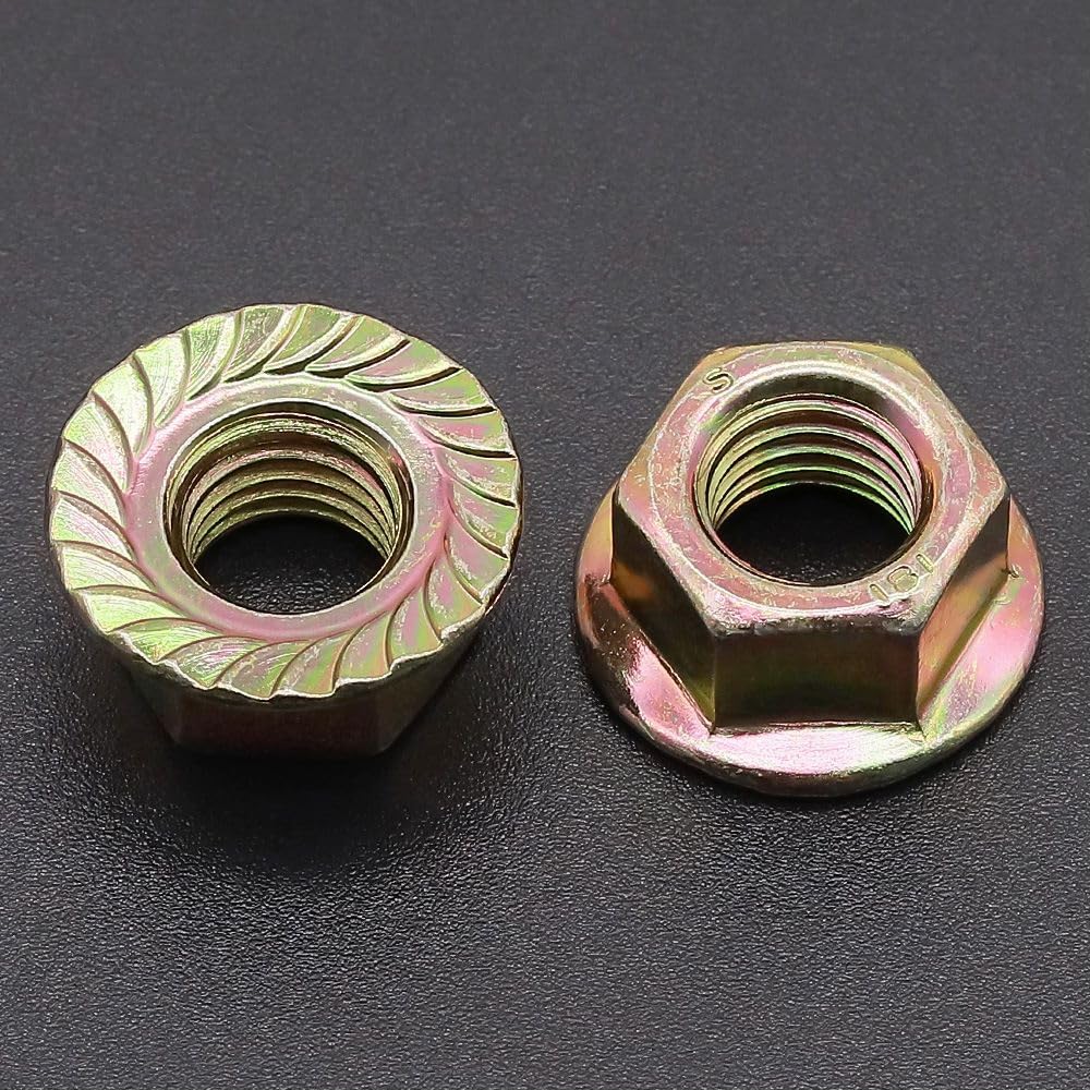 M5-0.8 Tuercas hexagonales con cabeza de arandela dentada DIN 6923, tuercas hexagonales con arandela de brida dentada para reemplazar arandela