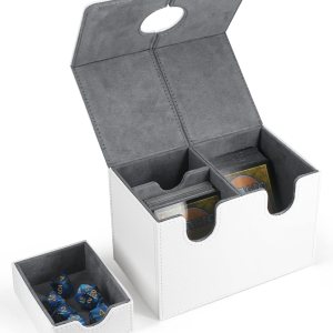 ZLCA Caja de cartas con bandeja de dados para tarjetas MTG, caja de almacenamiento de más de 200 tarjetas para TCG CCG, estuche de cuero sintético ZLCA Caja de cartas con bandeja de dados para tarjetas MTG, caja de almacenamiento de más de 200 tarjetas para TCG CCG, estuche de cuero sintético