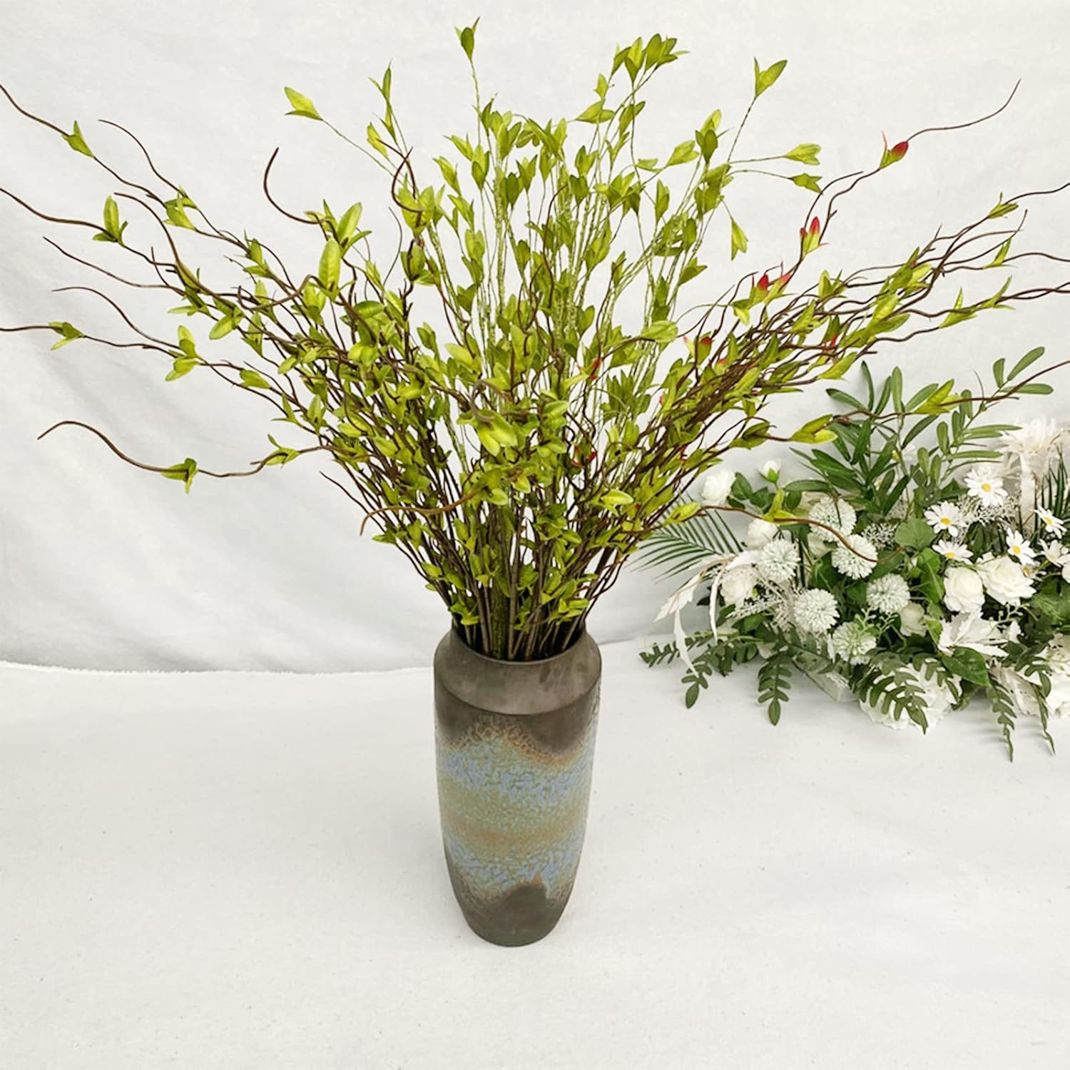 Ramas artificiales de sauce de 44 pulgadas para jarrón alto, tallos de vegetación artificial para relleno de jarrón, decoración del hogar, boda,