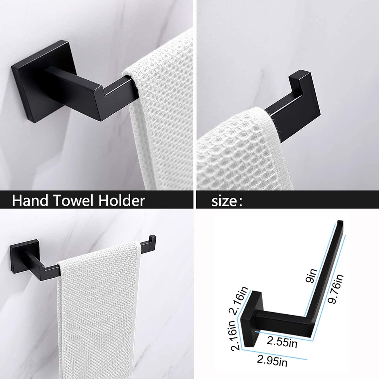 Ralbay Toallero de baño, juego de 5 piezas de accesorios de baño de acero inoxidable de alta calidad, juego de toallero montado en la pared, color