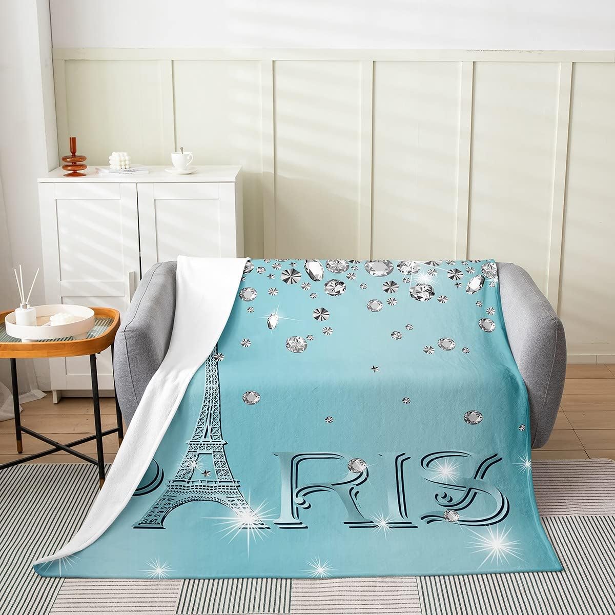 Erosebridal Manta de la Torre Eiffel de 40 x 50 pulgadas, romántica manta de vellón de la torre de París para adolescentes y adultos, manta de