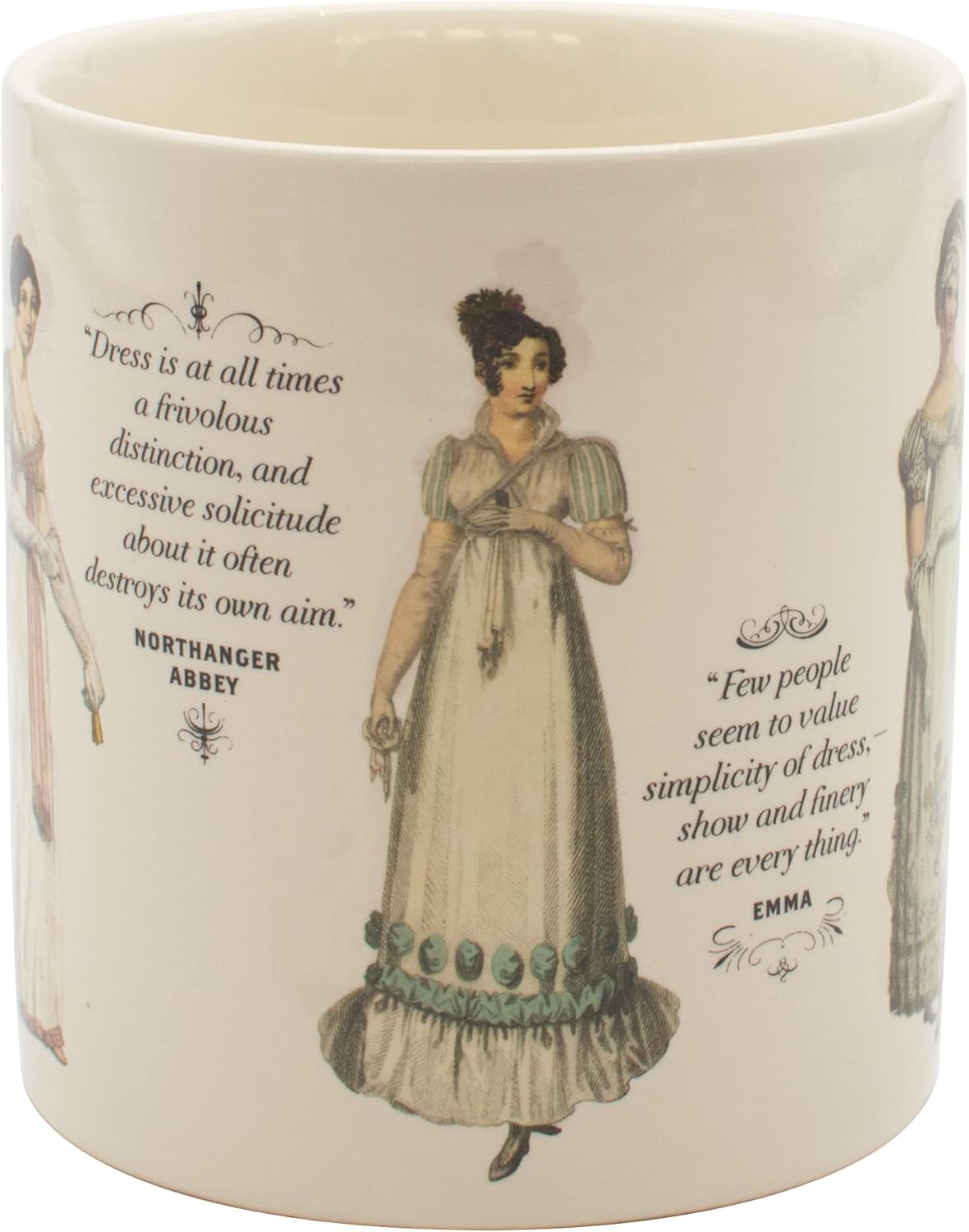 The Unemployed Philosophers Guild Jane Austen Finery – Taza que cambia de color, transforma el calor, vestidos de noche reveladores, viene en caja