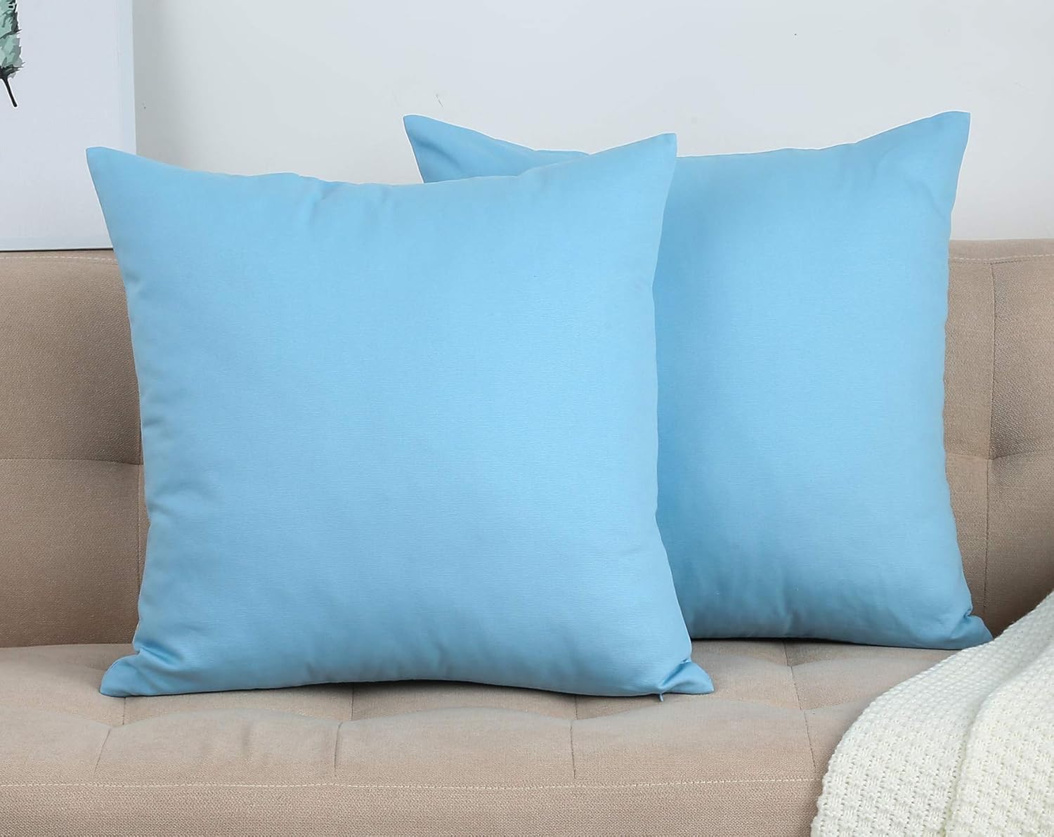TangDepot – Funda de almohada hecha a mano 100% lona de algodón, Azul (Sky Blue)