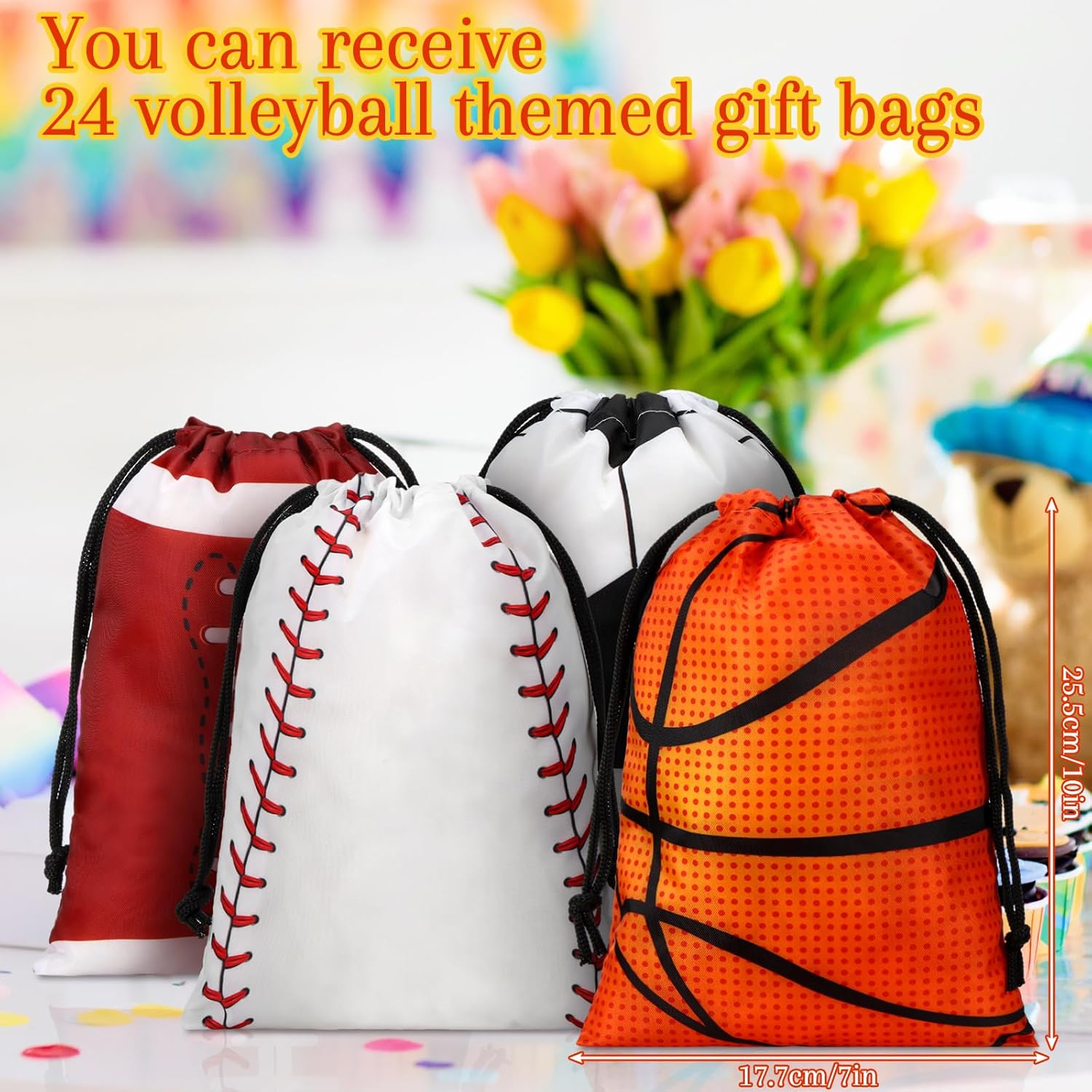 Berlune 24 bolsas de golosinas deportivas de fútbol, bolsas de recuerdos de fiesta deportiva, bolsas de aperitivos de 7 x 10 pulgadas, bolsas de