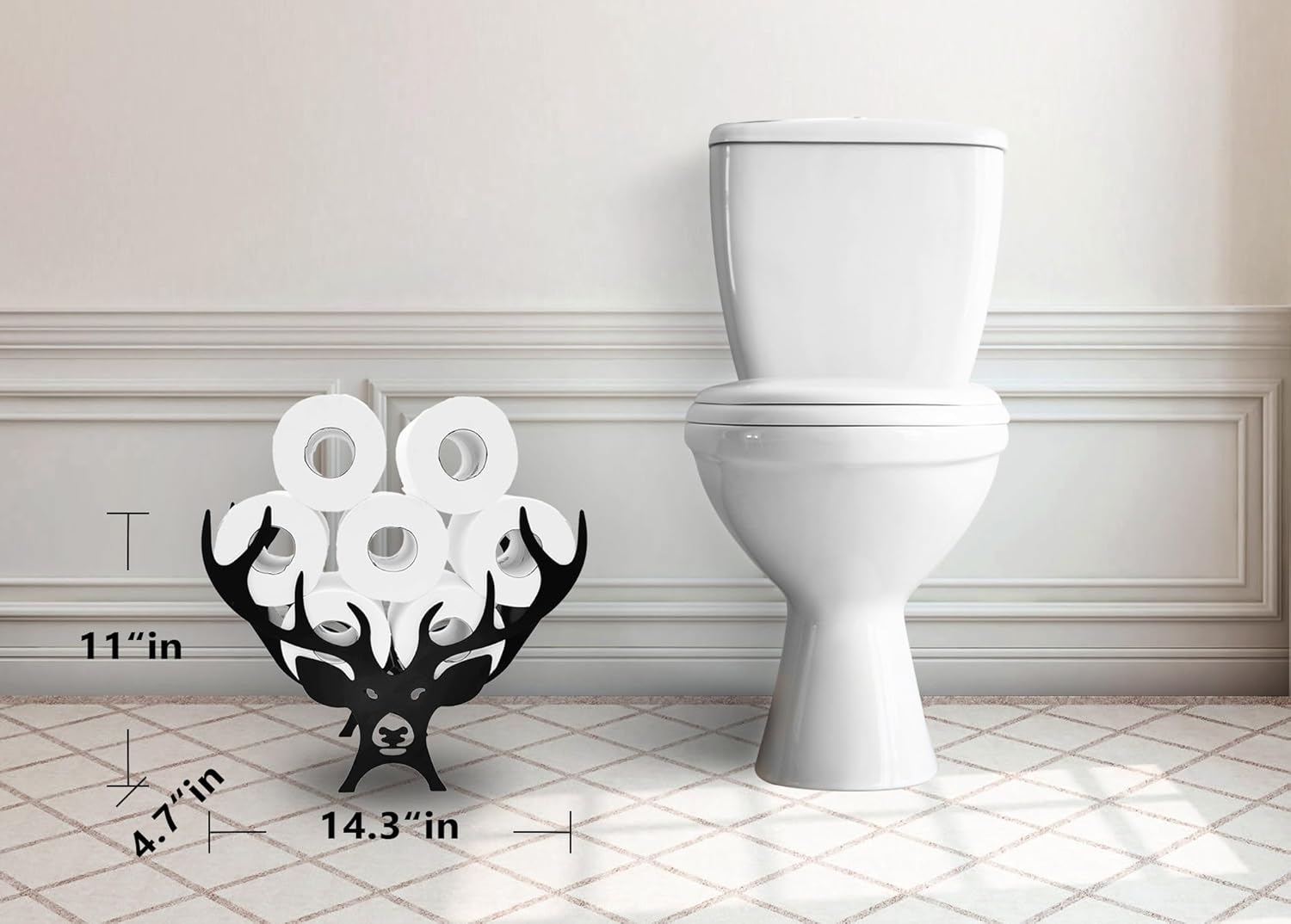 Teaeeno Soporte de papel higiénico de astas negras, divertido soporte de papel higiénico de almacenamiento de animales para baño, almacenamiento de
