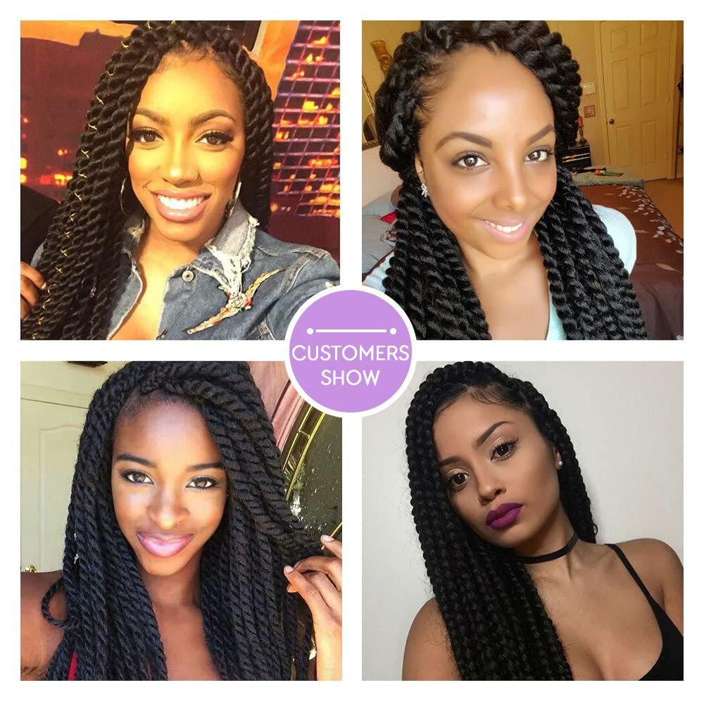 Admutty – Cabello trenzado torcido de crochet, trenzas de cabello senegalés torcido estilo Havana mambo, 22 pulgadas, 1B#