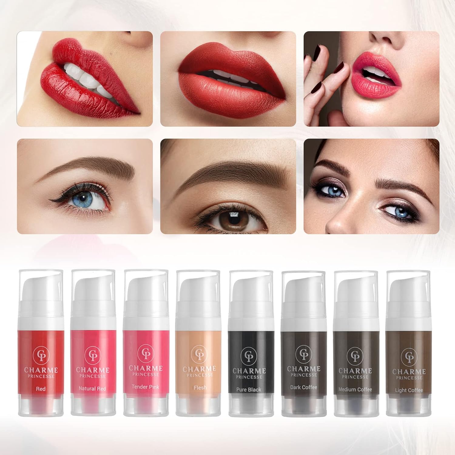 Charme Princesse Pigmento Tinta Permanente Micropigmento Cosmético Pigmento Delineador de Ojos de Cejas Labios Cosmético Café Oscuro Pigmento de