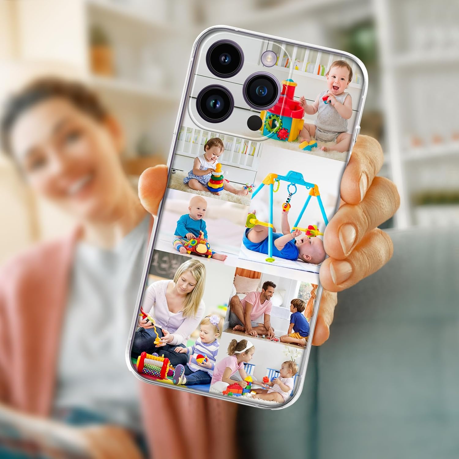 SHOISOWO Funda de teléfono con foto personalizada, con iPhone 15, 14, 13, 12, 11 Pro Max Plus Mini XR XS X, diseño de imagen personalizado, funda de