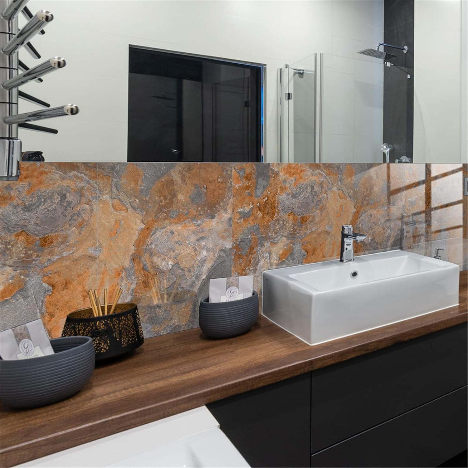 4 hojas autoadhesivas de azulejos de mosaico de metal autoadhesivos para salpicaduras de cocina y baño