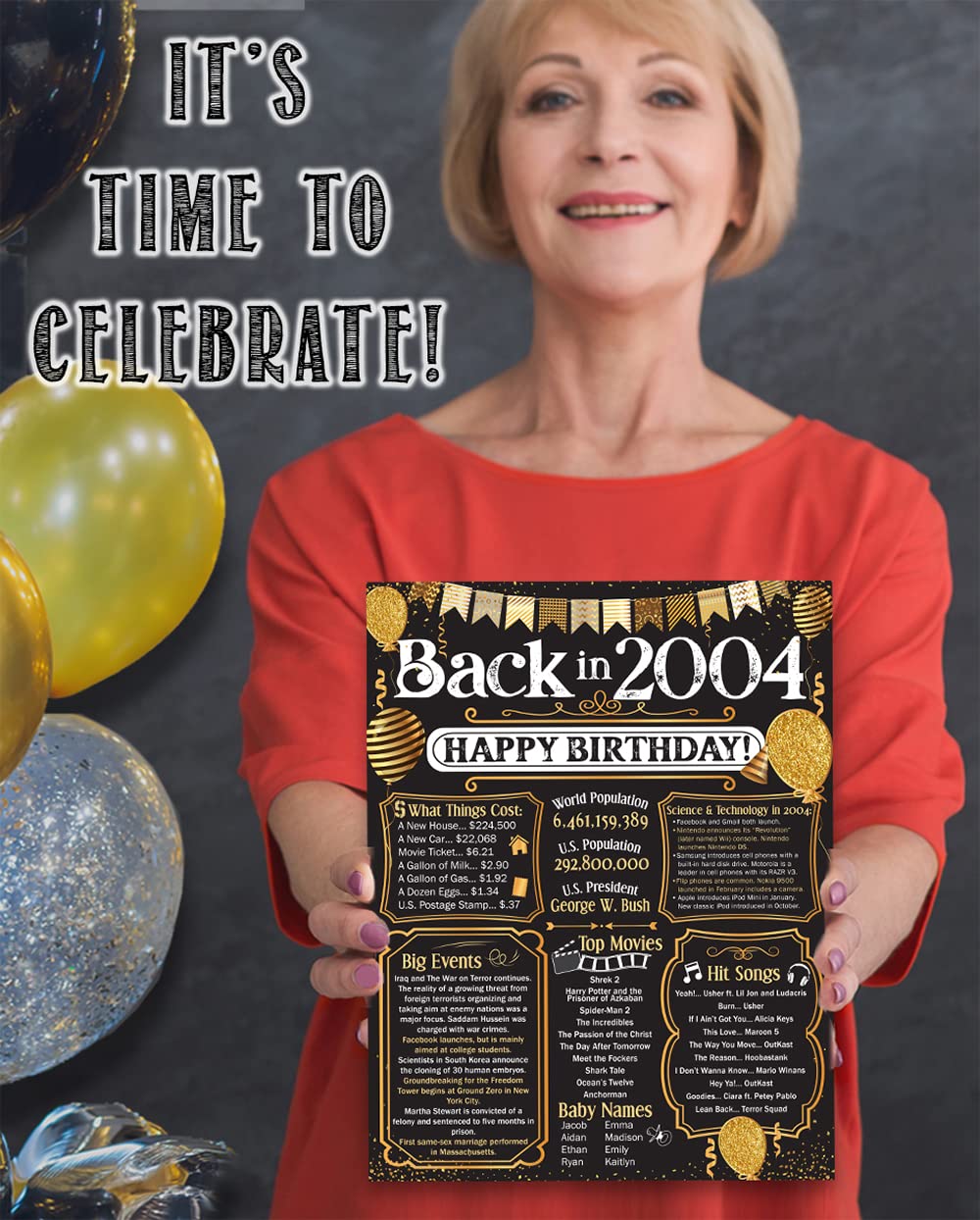 20th Birthday Party Decorations for 20th Birthday (Twenty) – Remembering The Year 2004 – Party Supplies – Gifts for Men and Women Turning 20 – Back