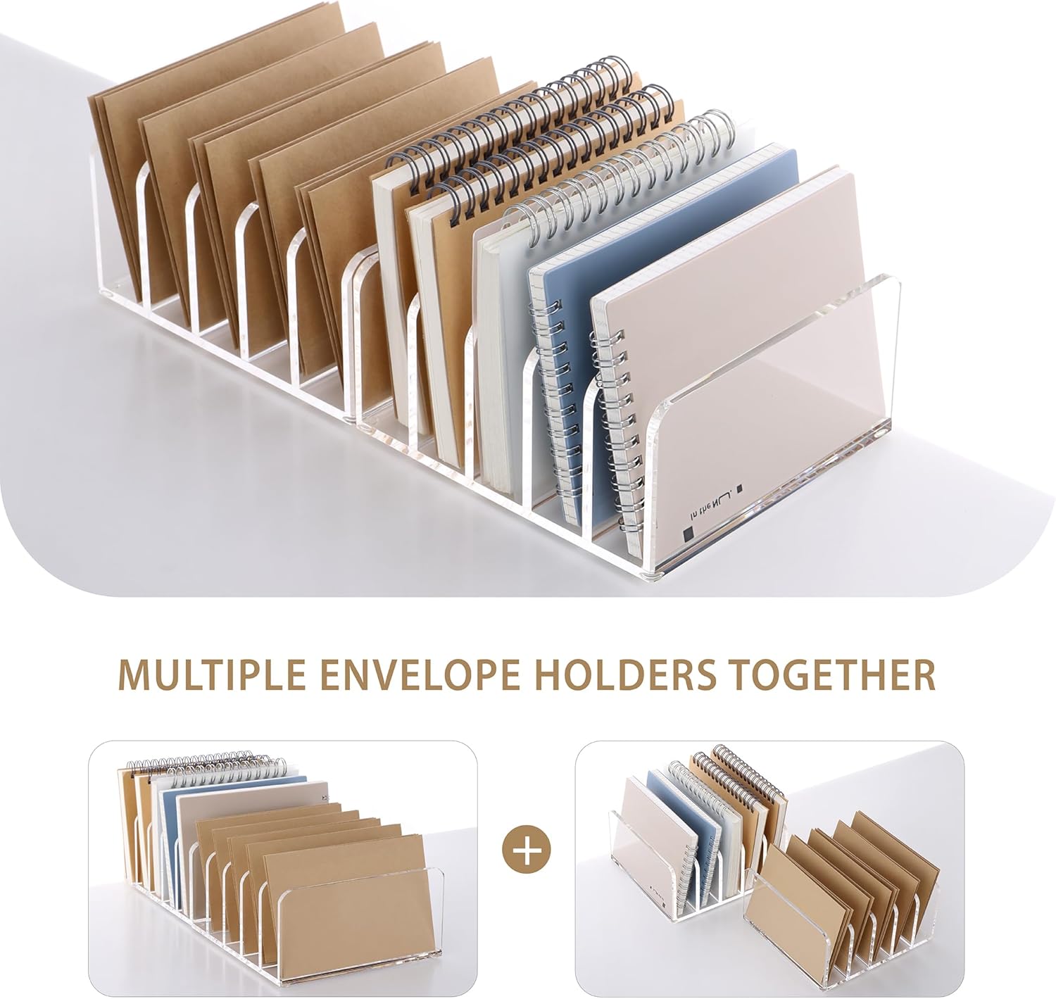 SANRUI Organizador de archivos de escritorio de acrílico, 5 verticales transparentes clasificadores de correos de escritorio para documentos,