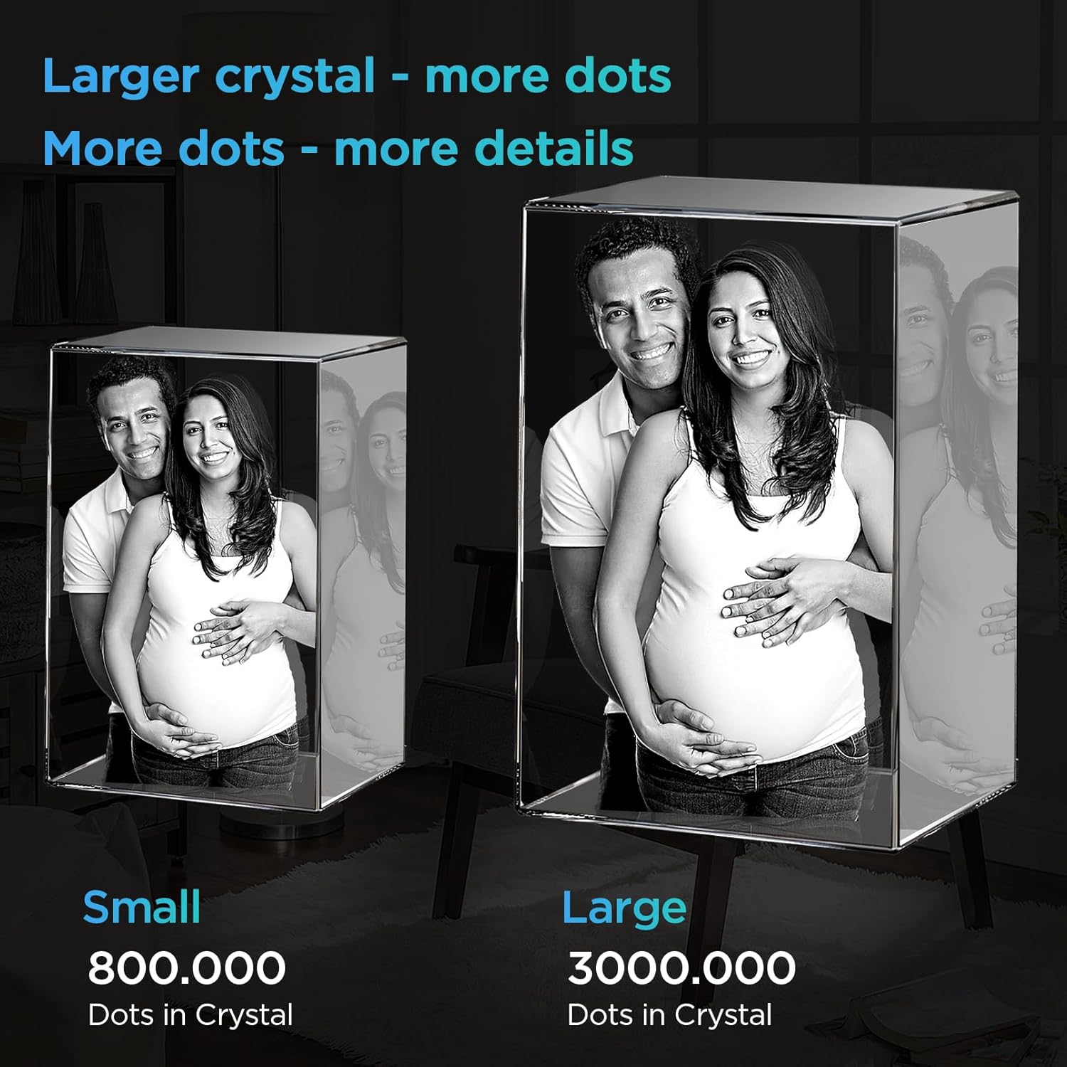 Foto de cristal 3D, regalos del día de la madre para mujeres, mamá, imagen 3D personalizada en cristal, foto de cristal 3D personalizada, gran