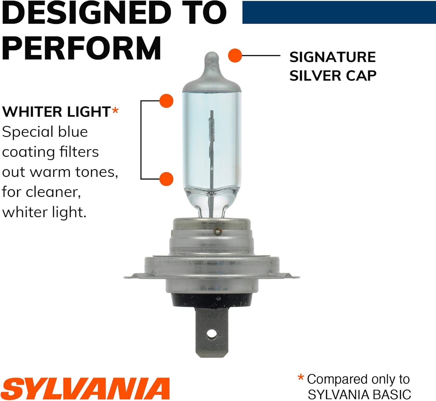 Foco halógeno de alto rendimiento SilverStar (1 unidad) Sylvania 9003 (también encaja H4), H7