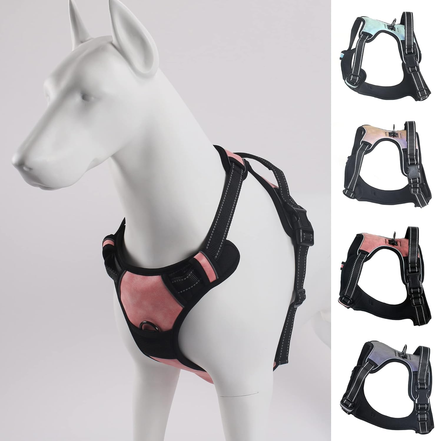 Arnés para perros medianos, grandes y pequeños, sin tirones, fácil de poner, chaleco de seguridad de cuero ligero para perro, clip frontal, arnés