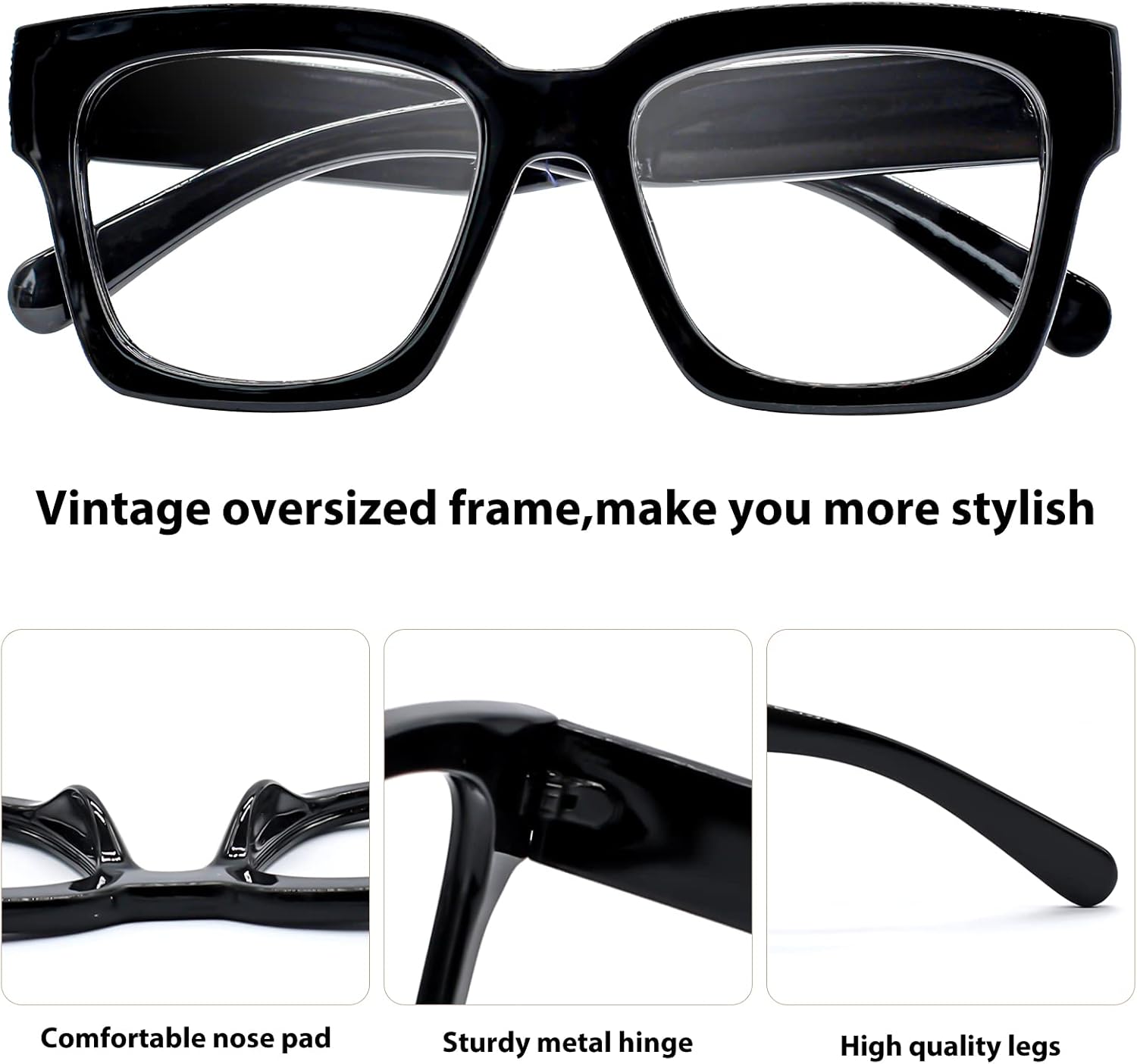 OCCI CHIARI Gafas de lectura grandes para mujer, elegantes lectores cuadrados 1.0 1.25 1.50 1.75 2.0 2.25 2.50 2.75 3.0 3.5