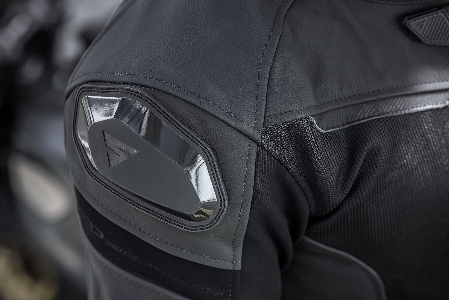 SHIMA PISTON – Chaqueta y pantalones de moto para hombre, cuero y malla, con paneles elásticos, protectores CE