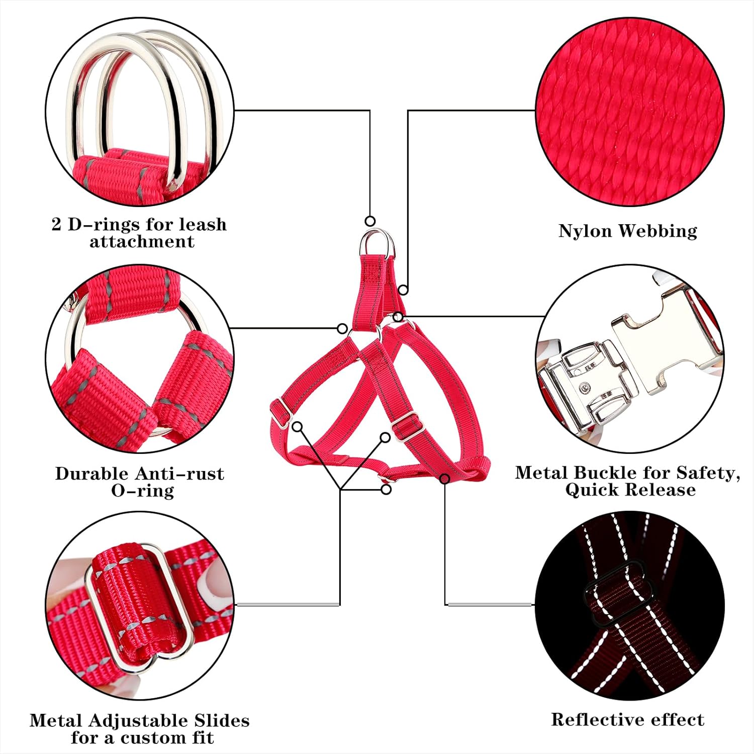 Plutus Pet Arnés para perro, reflectante, ajustable y seguro con hebillas de metal, arnés para perro de fácil paseo para cachorros, perros pequeños,