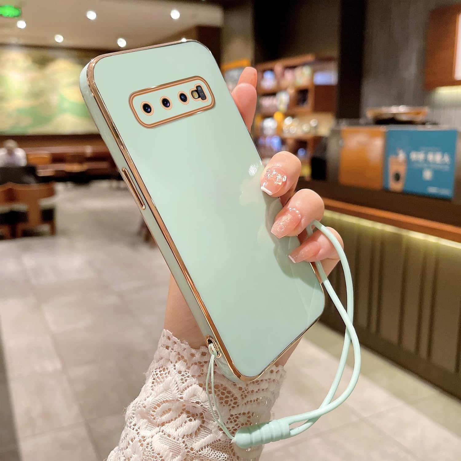 Funda para Samsung Galaxy S10, Galaxy S10 para mujer, galvanoplastia, de lujo, estética, moderna, bonita, de cámara completa, protección de TPU