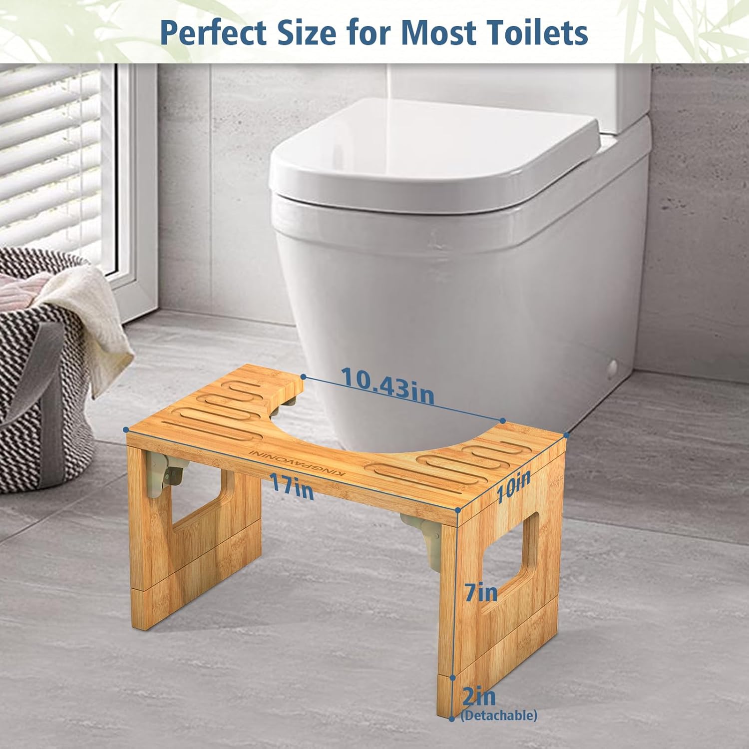 Taburete de inodoro de bambú de 7 pulgadas y 9 pulgadas de altura ajustable, taburete plegable para baño, adultos y niños, taburete para orinal con