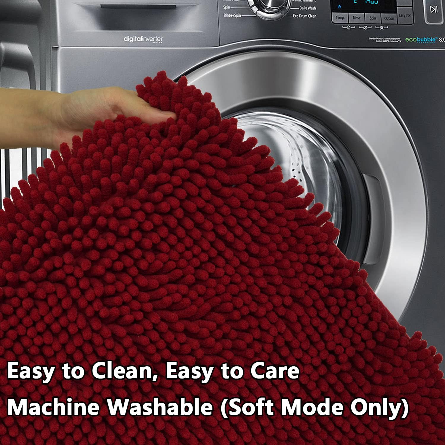 Juego de 2 alfombras de baño de felpilla extrasuave absorbente, tapete de baño con parte inferior antideslizante de PVC resistente, lavable a