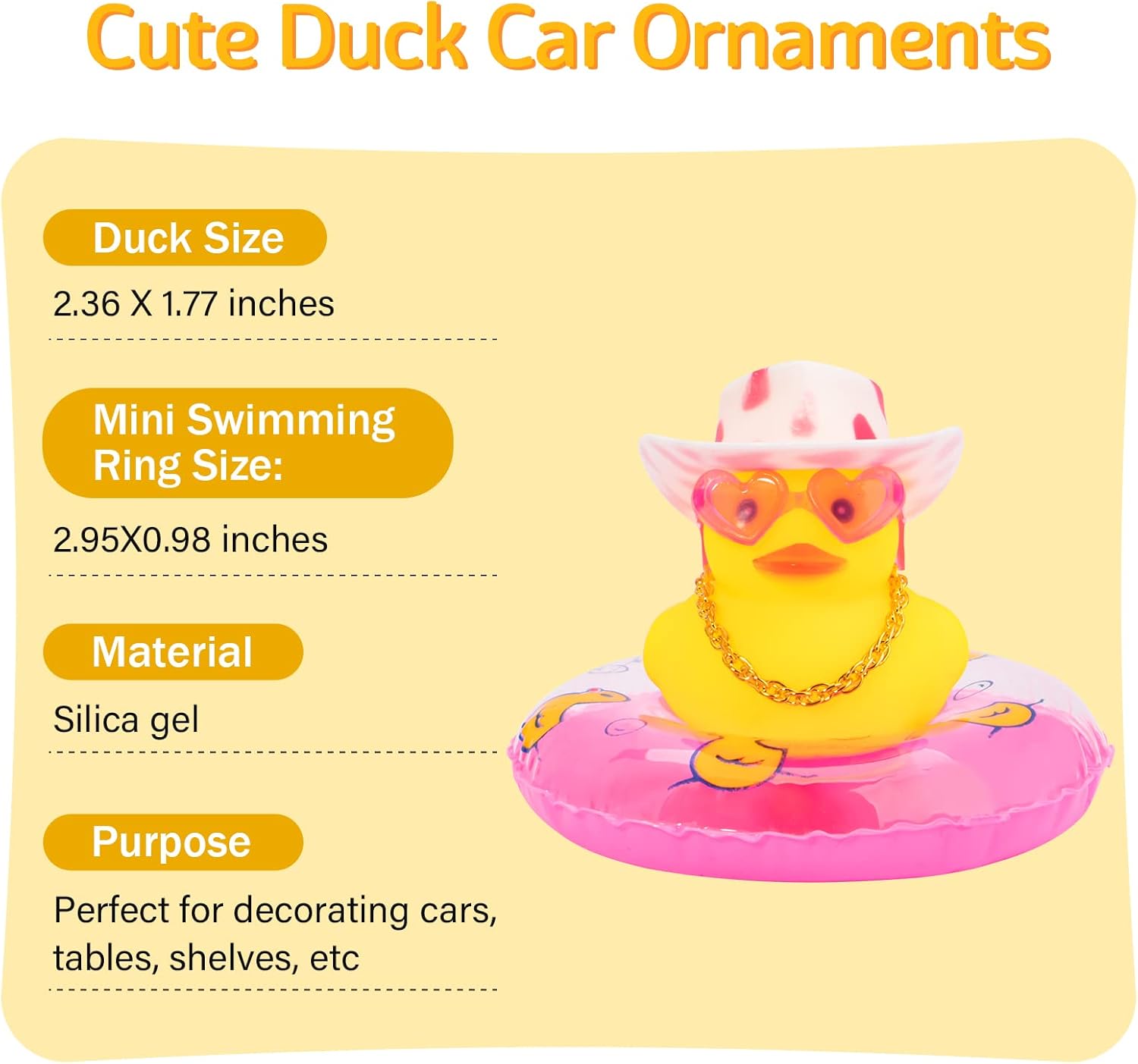 wonuu 2 piezas de adornos para tablero de instrumentos de automóvil, patos amarillos, pato de goma para decoración de automóvil, accesorios con