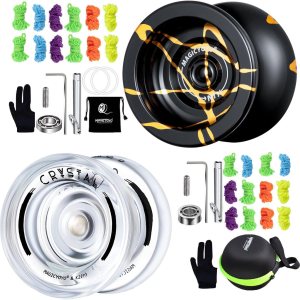 MAGICYOYO Yoyos N11 Professional Unresponsive, paquete de 2 unidades K2 Crystal Responsive Yoyo para niños, Yoyo de aleación de metal Pro Yoyo y MAGICYOYO Yoyos N11 Professional Unresponsive, paquete de 2 unidades K2 Crystal Responsive Yoyo para niños, Yoyo de aleación de metal Pro Yoyo y