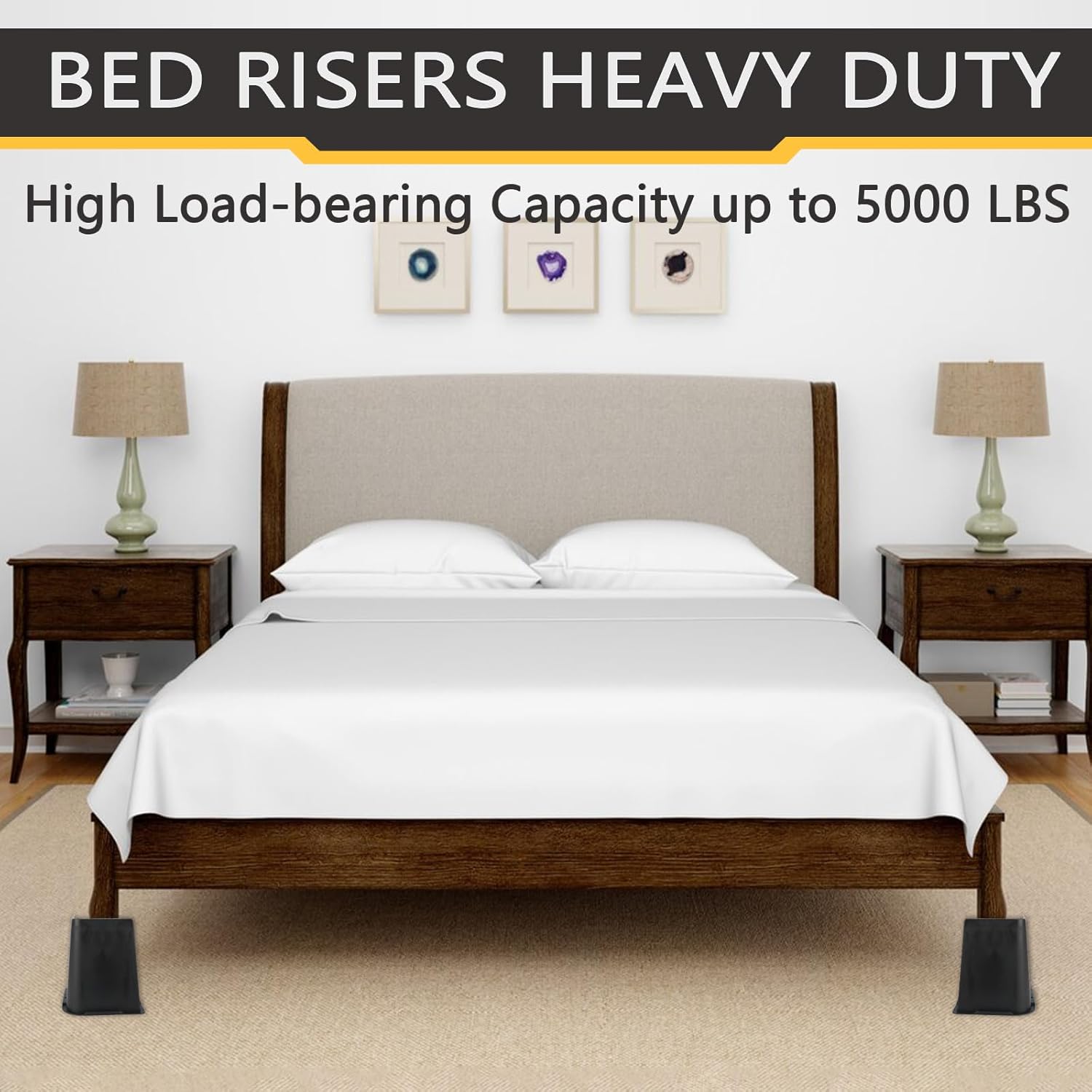 Elevadores de cama resistentes para muebles, elevadores de cama de 3 pulgadas, soporta hasta 5000 libras, adecuado para sofá, escritorio, cama, mesa
