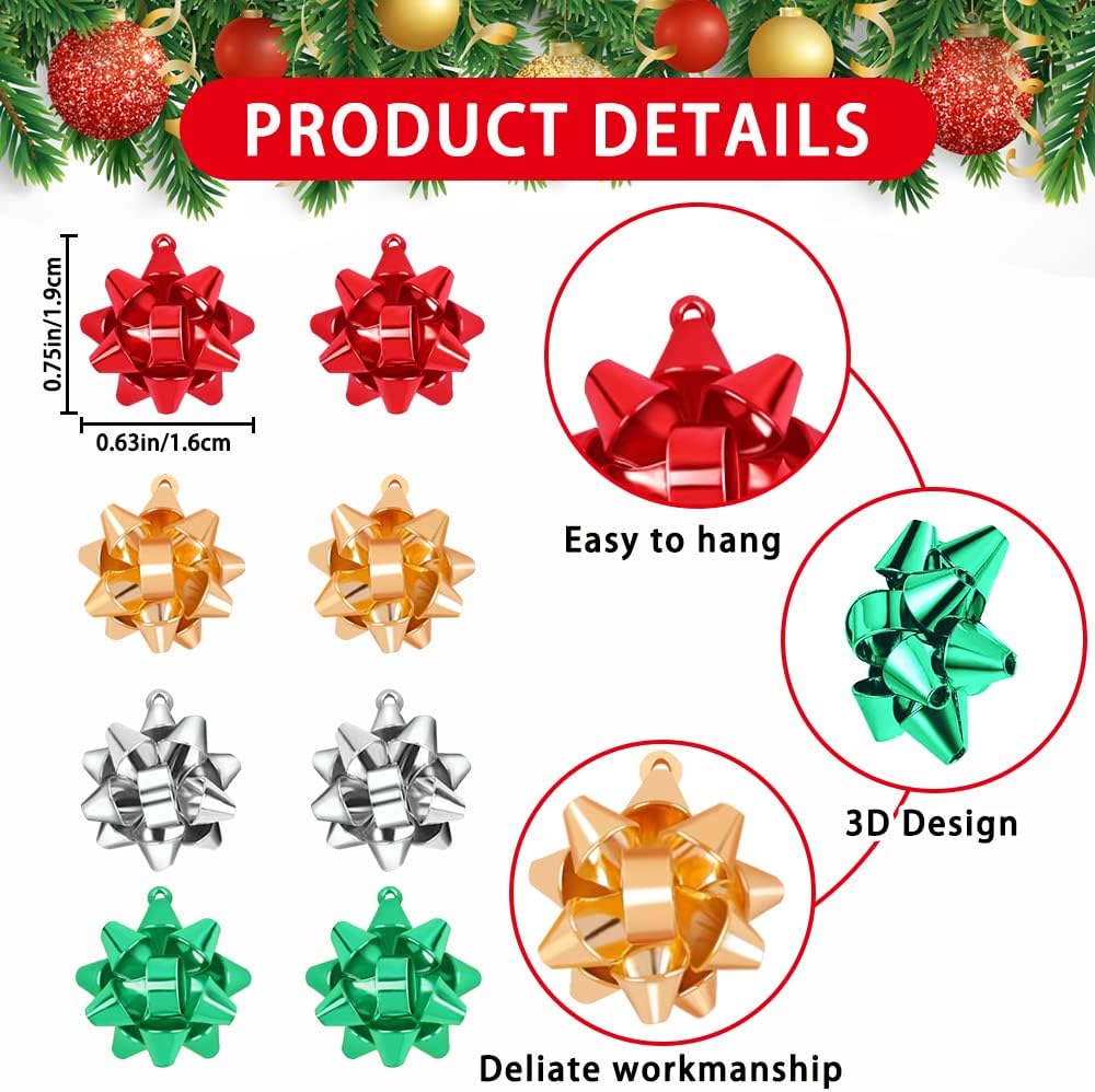 JOICEE 24 dijes de Navidad para hacer joyas, cinta metálica de Navidad, lazos de regalo para pulseras, collares, aretes, suministros de manualidades