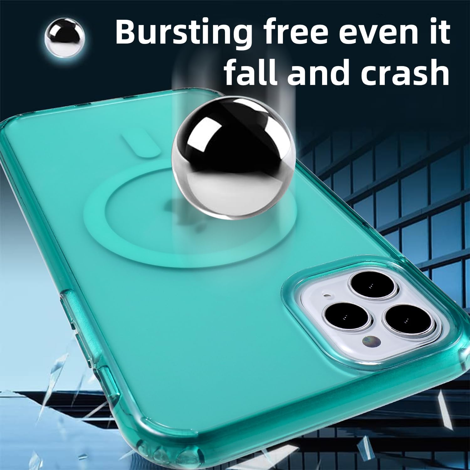 Funda magnética para iPhone 11 Pro probada contra caídas de grado de 10 pies y compatible con MagSafe parte trasera translúcida mate, antihuellas,