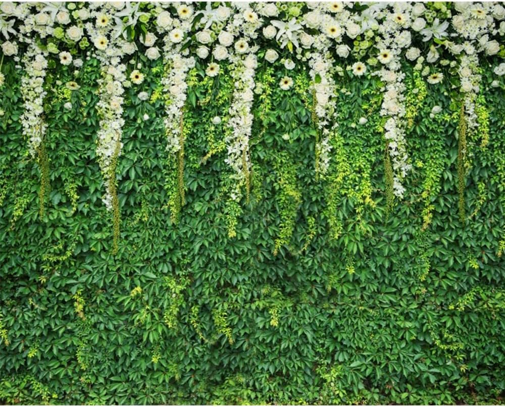 Caaerttply Telón de fondo de hojas verdes verdes para fotografía, telón de fondo de pared de hierba de primavera, 10 x 8 pies, césped verde, flores